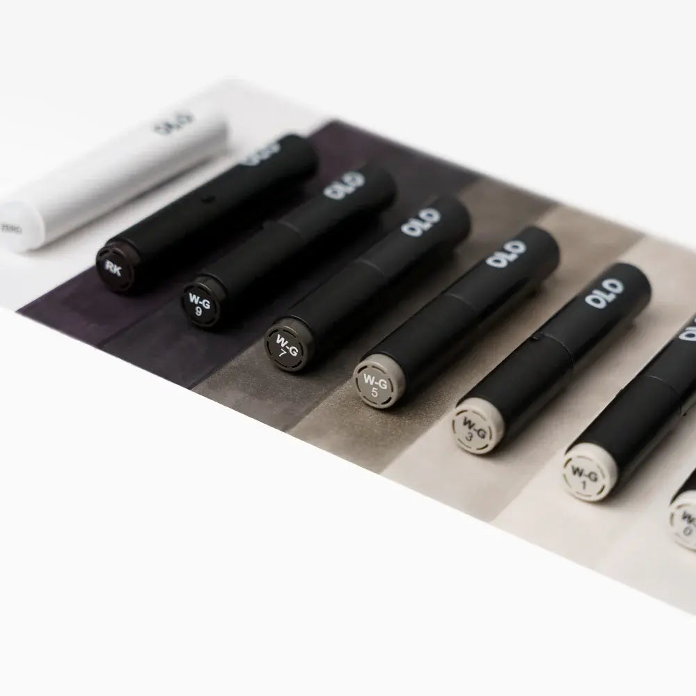 OLO Warm Gray 8-Piece Brush Alcohol Marker Set