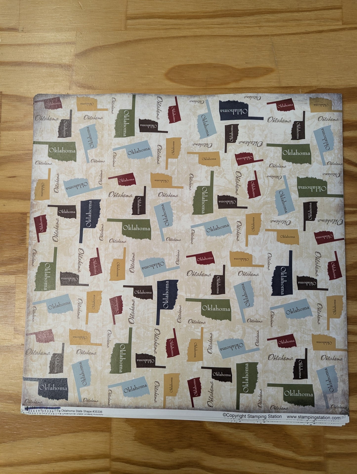 Oklahoma State Shape 12 x 12 scrapbook paper