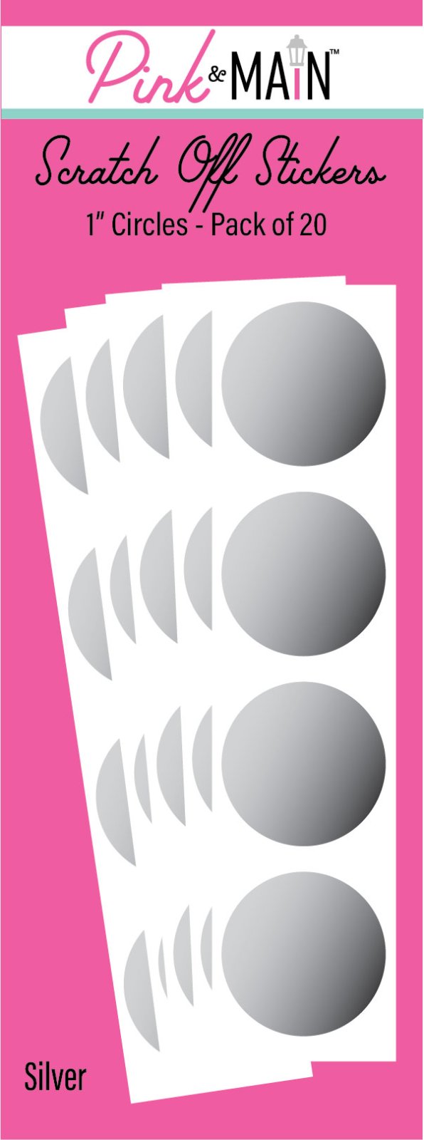 Pink and Main Scratch Off Stickers - Silver