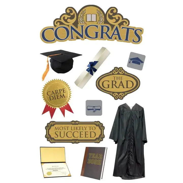 Paper House 3D Stickers 4.5"X7.5" -Congrats