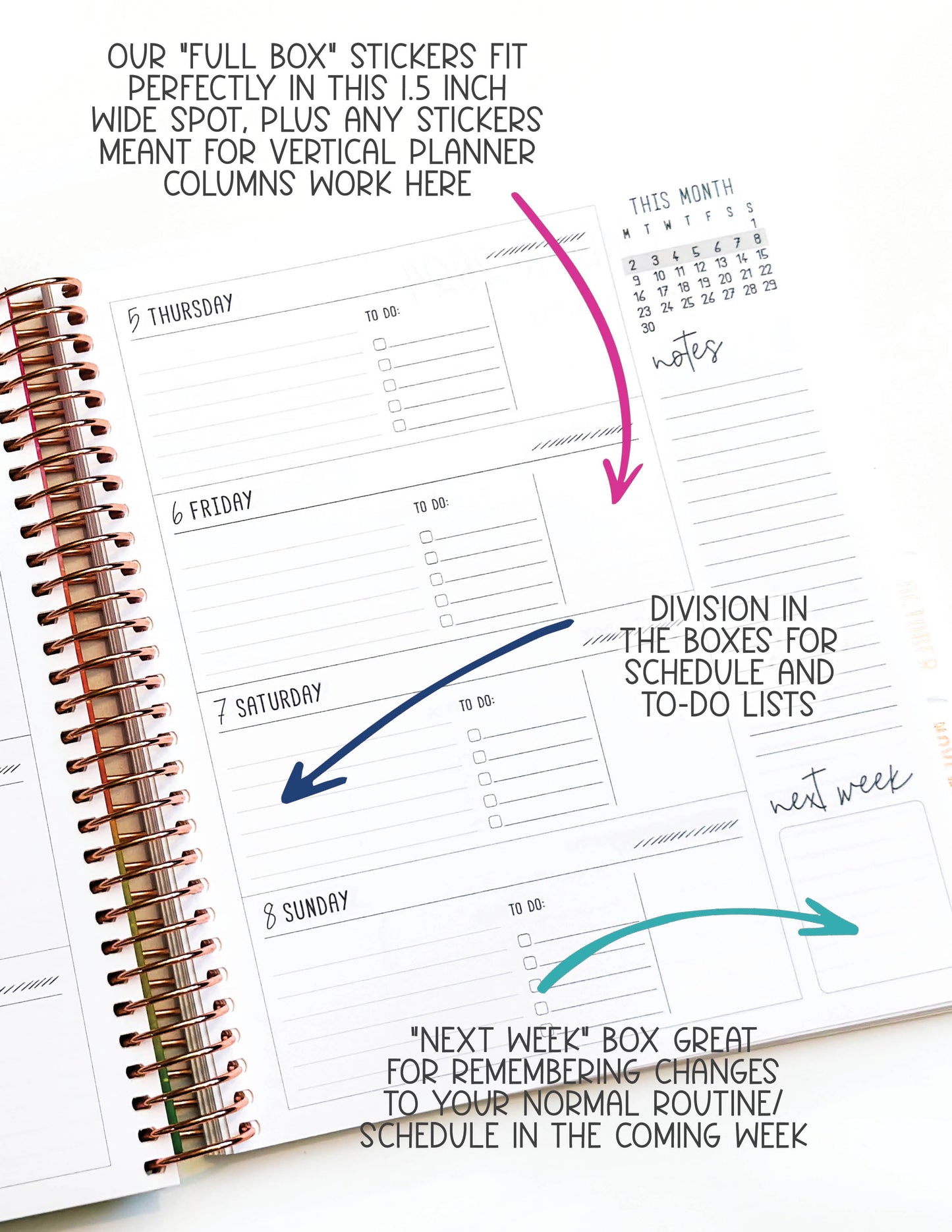 2025 Planner - Horizontal Layout, Spiral Bound - "Stars & Stripes" (#110)