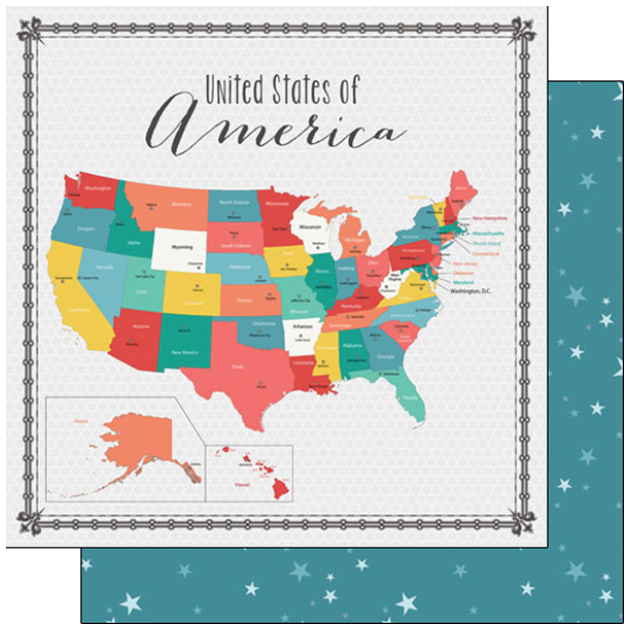 USA Memories Map Paper 12 x 12