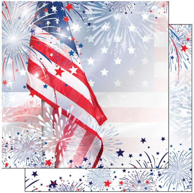 Flag and Fireworks 12 x 12 double-sided paper