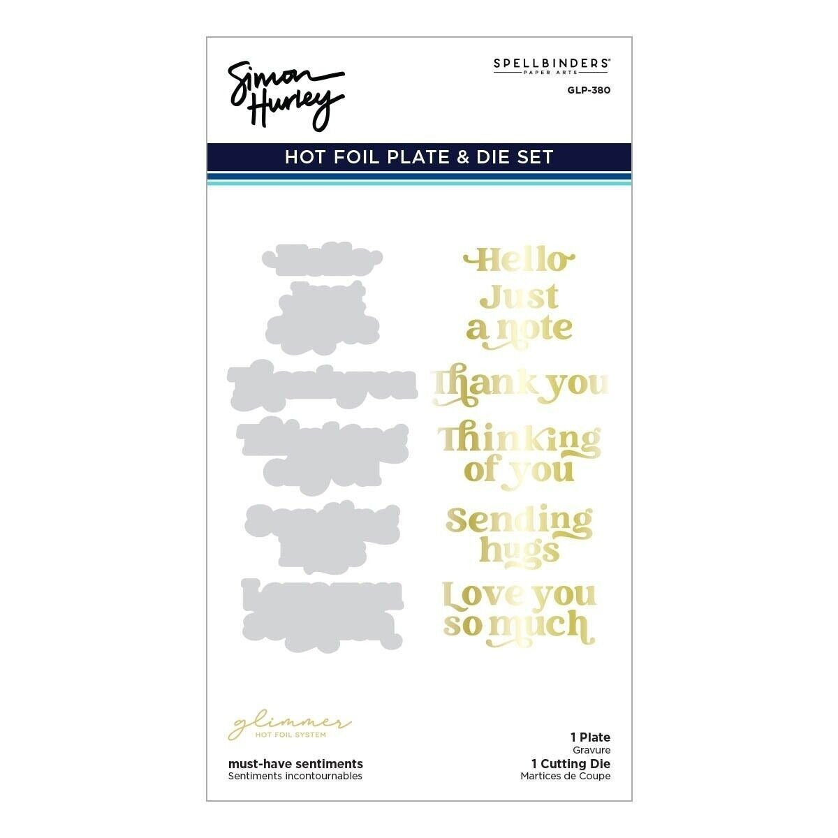 Spellbinders Must Have Sentiments - Simon Hurley Hot Foil Plate & Die Set