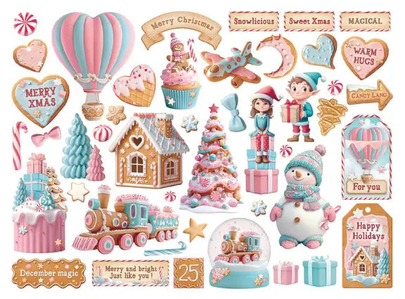 Stamperia Candy Christmas Chipboard Die Cuts from the Candy Christmas Collection