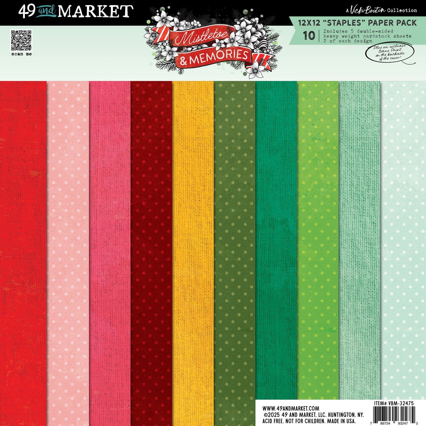 49 And Market Staples Pack 12"X12"-Mistletoe And Memories