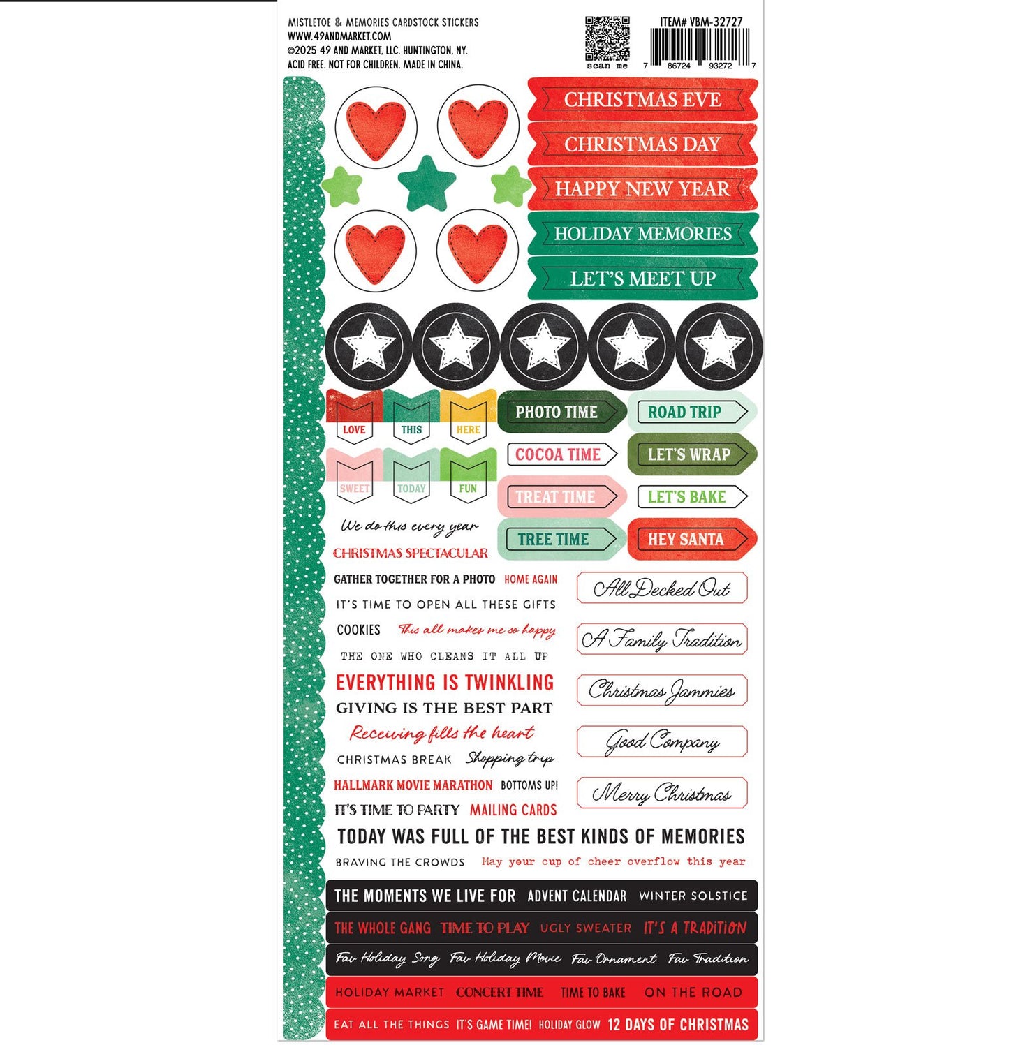 49 And Market Cardstock Stickers-Mistletoe And Memories