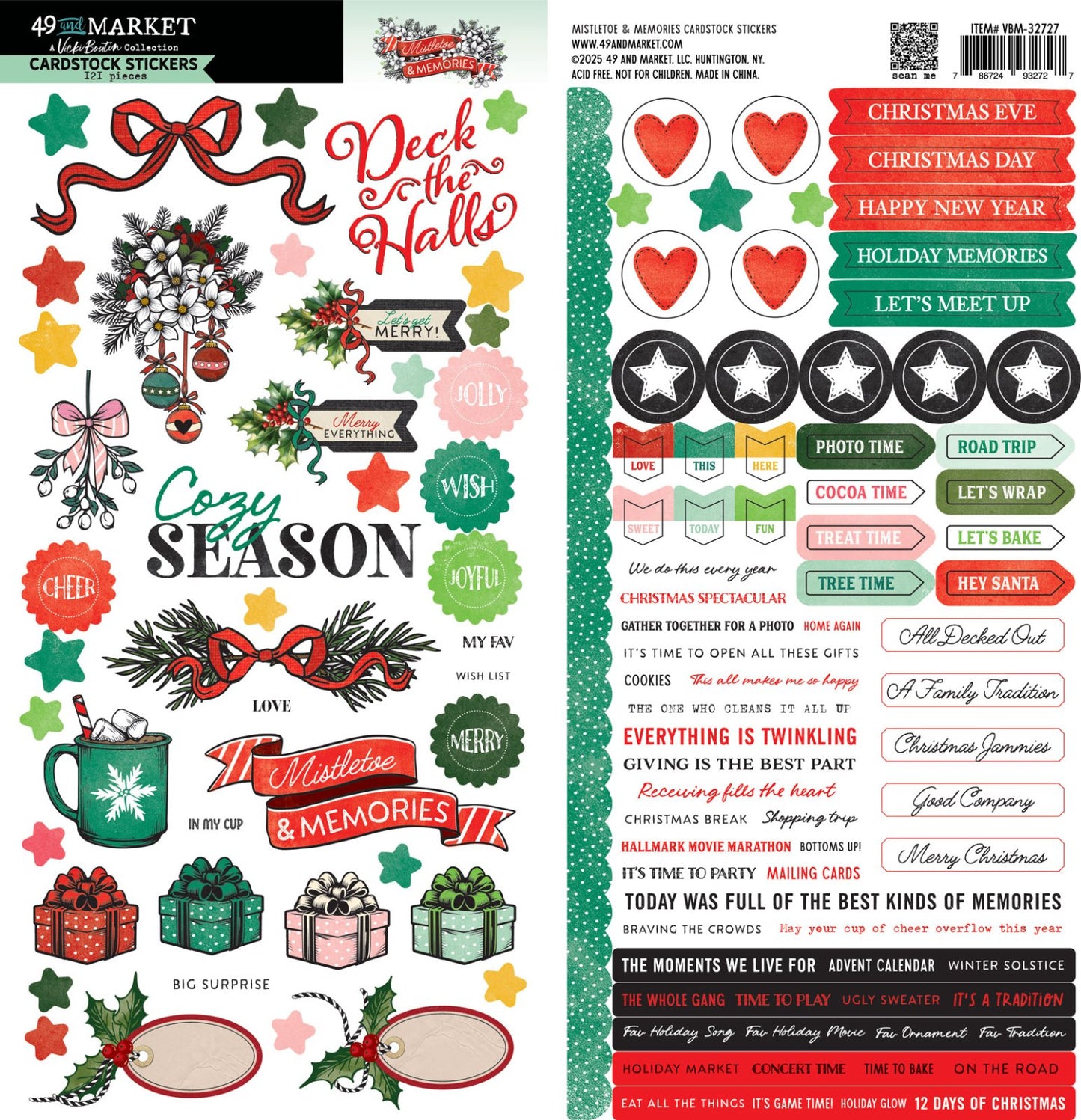 49 And Market Cardstock Stickers-Mistletoe And Memories