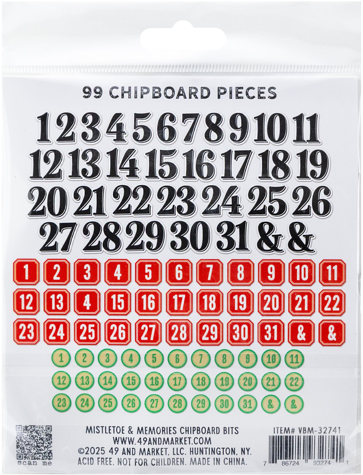 49 And Market Chipboard Set-Bits, Mistletoe And Memories