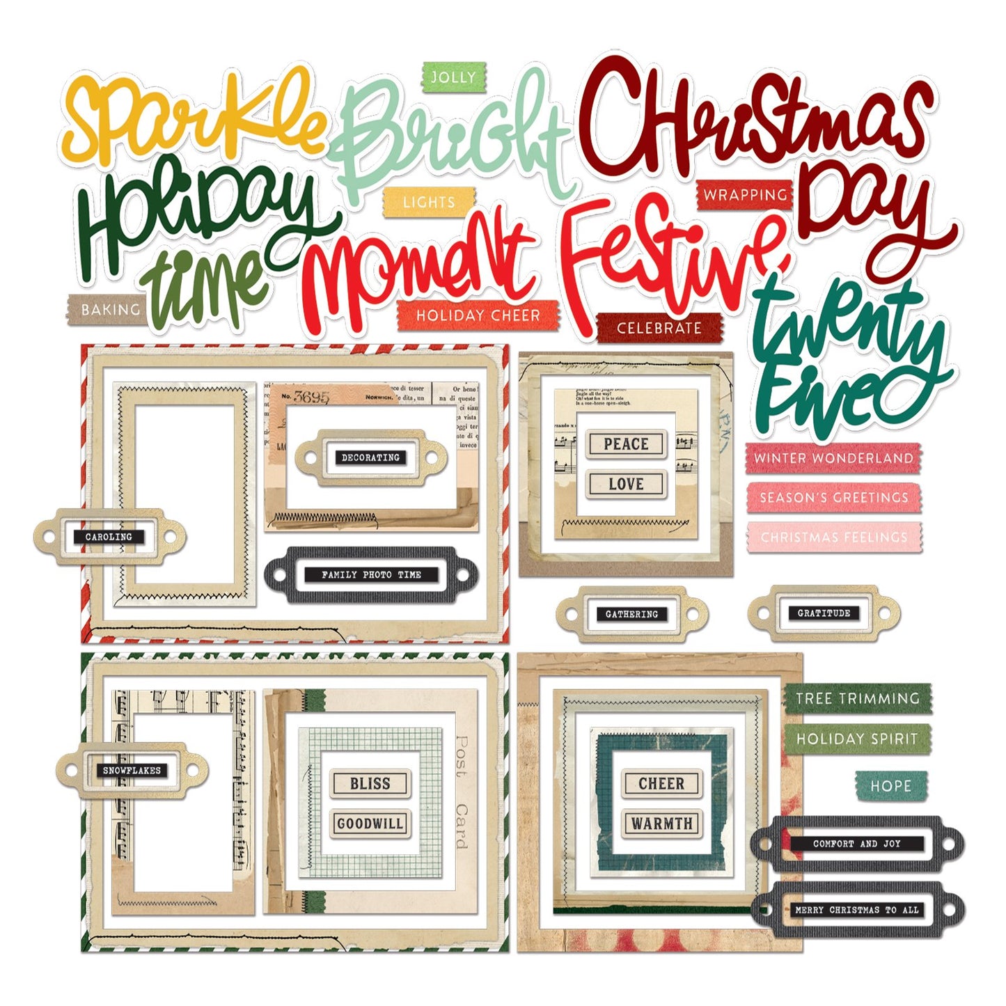 49 And Market Chipboard Set-Basics, Mistletoe And Memories