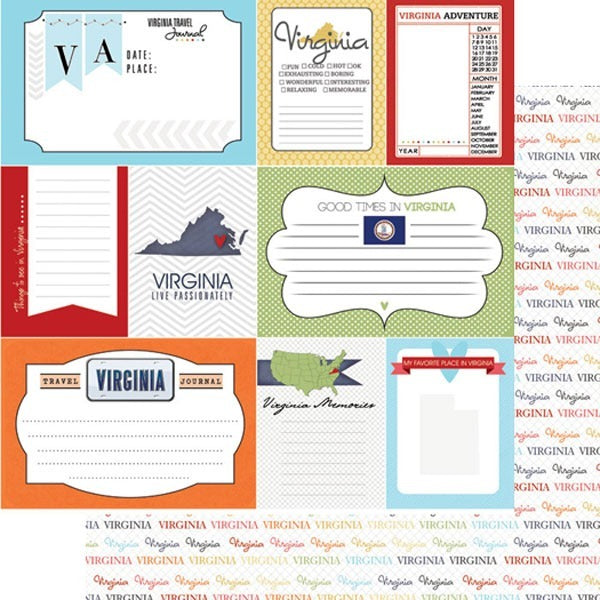 Virginia Double Sided Travel Journal 12 x 12 scrapbook paper