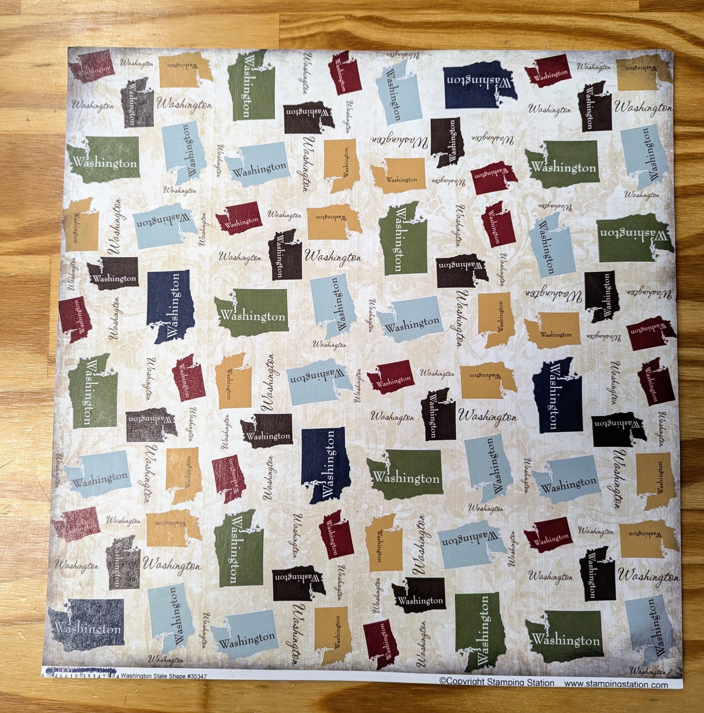 Washington State Shape 12 x 12 paper