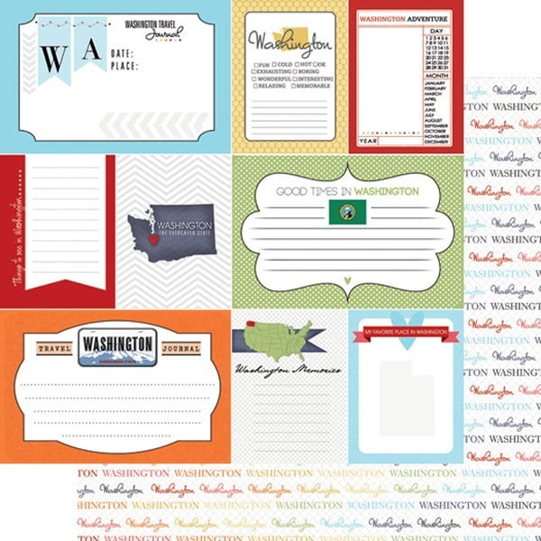 Washington double-sided Travel Journal paper 12 x 12