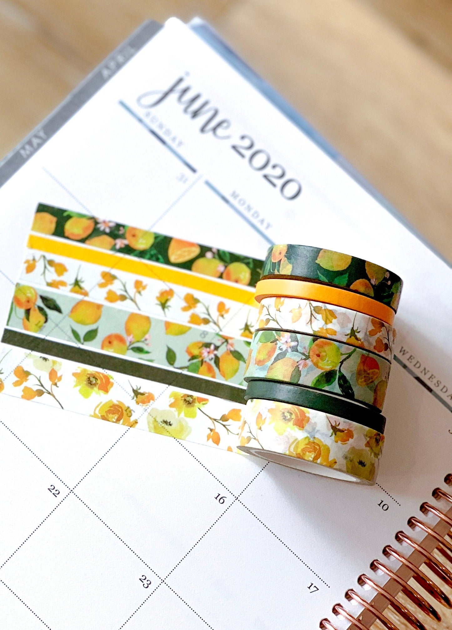 Lemons & Floral Yellow & Green Washi Tape Set (#W009)