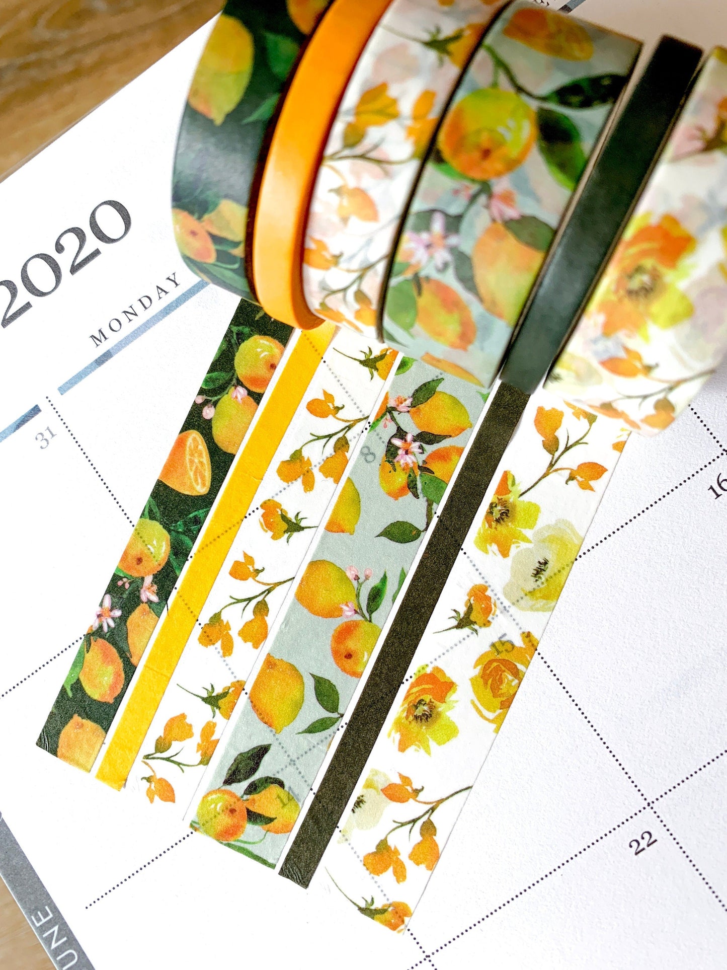 Lemons & Floral Yellow & Green Washi Tape Set (#W009)