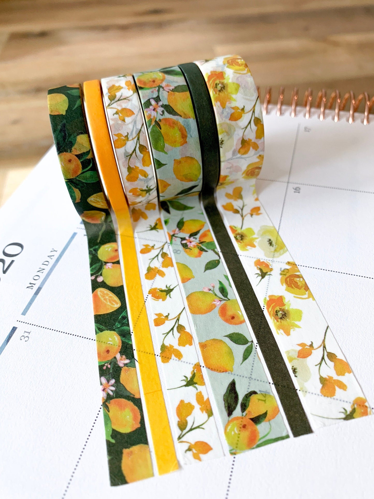 Lemons & Floral Yellow & Green Washi Tape Set (#W009)