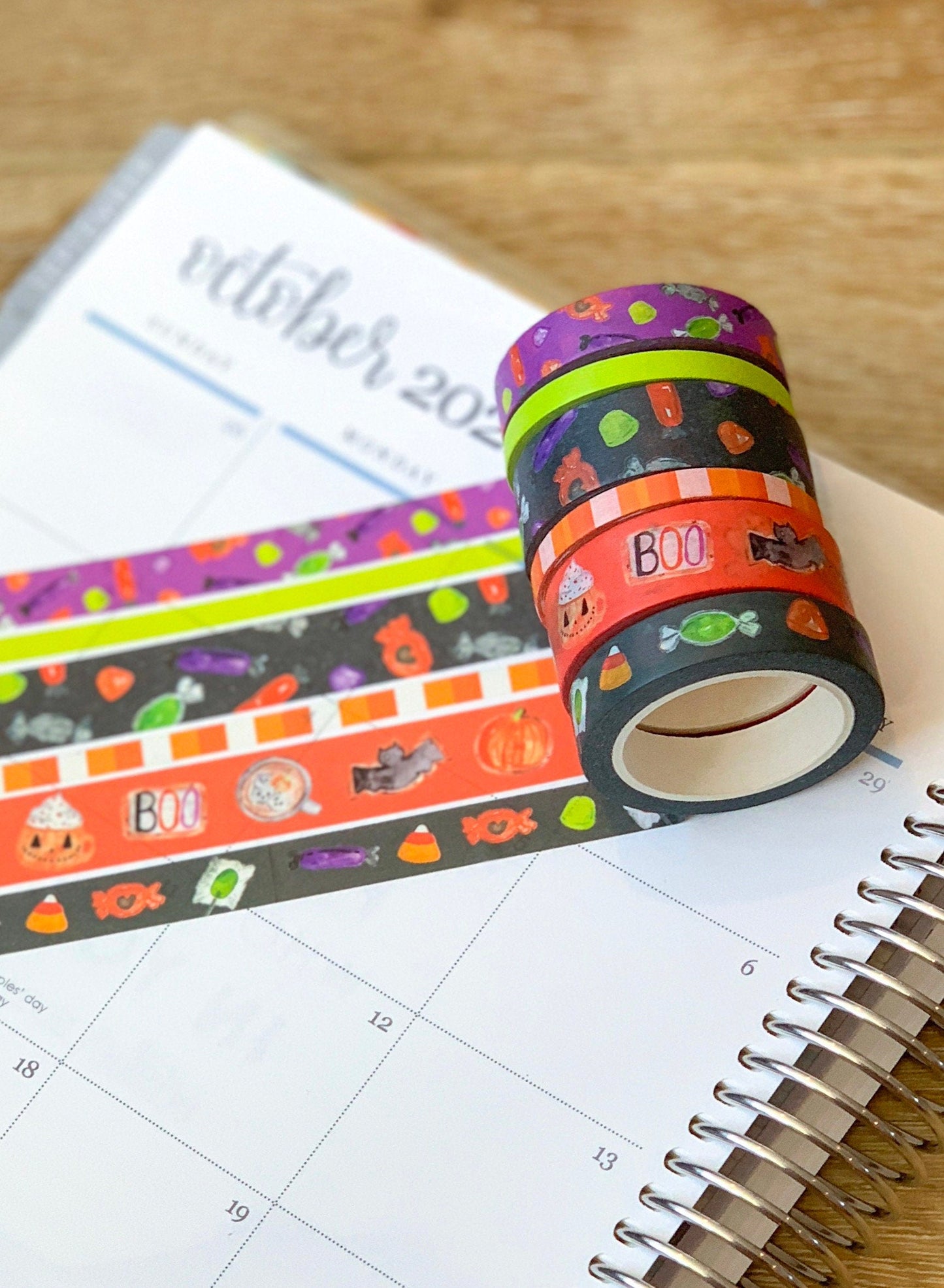 Halloween Candy Orange & Black Treats Washi Tape Set (#W018)