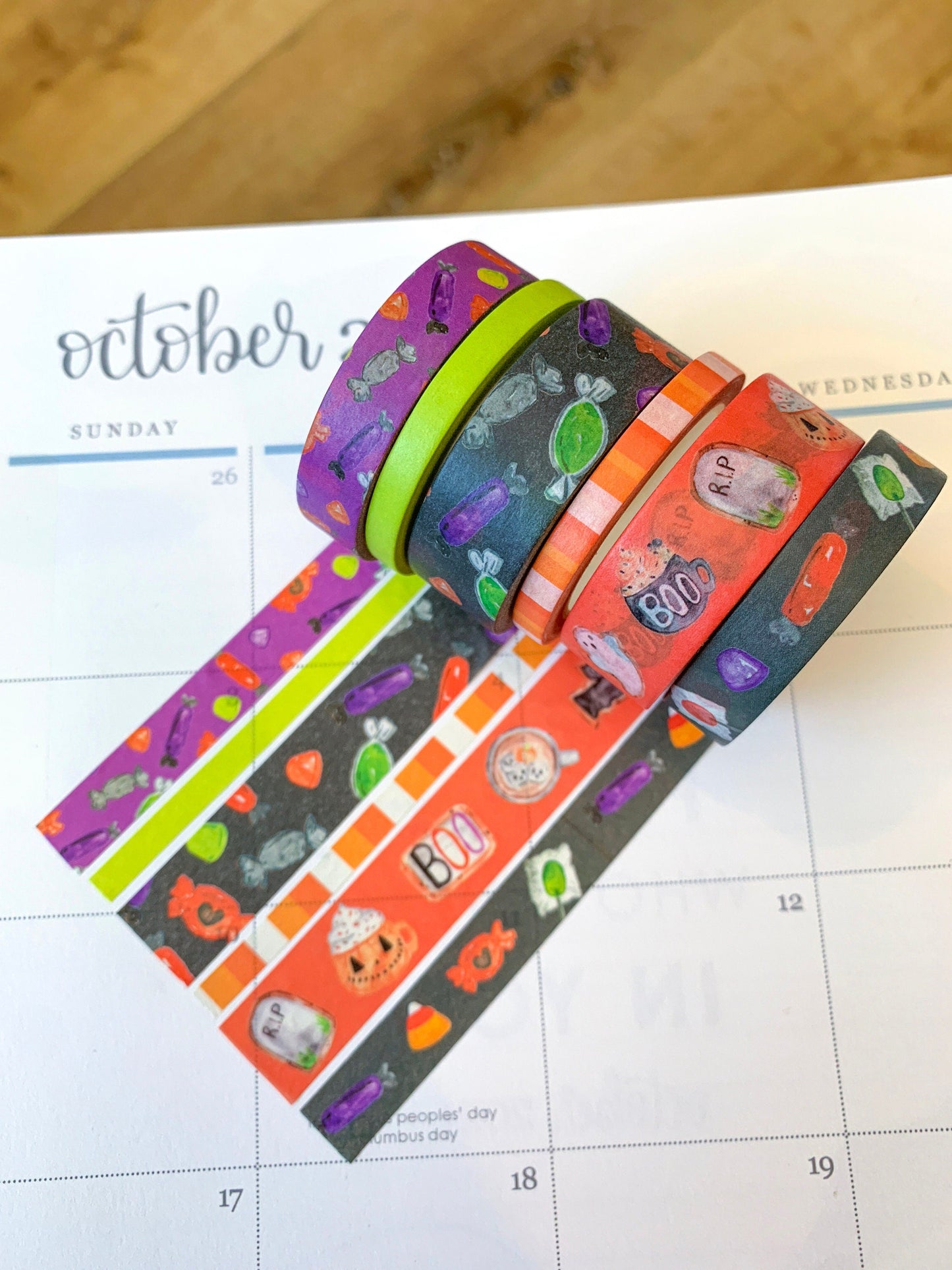 Halloween Candy Orange & Black Treats Washi Tape Set (#W018)