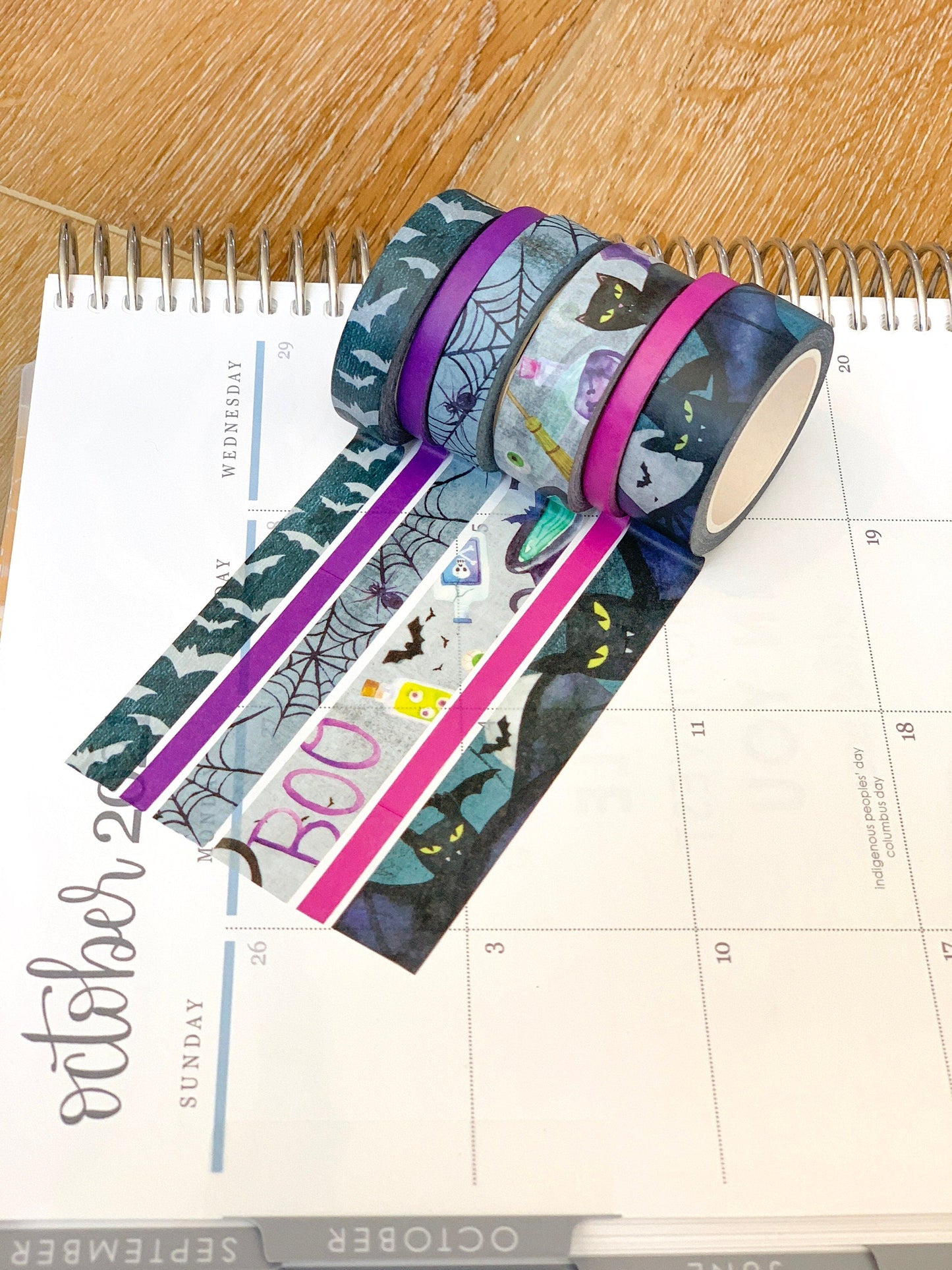 Halloween Spooky Witches Cats & Bats Scary Black & Purple Washi Tape Set (#W019)