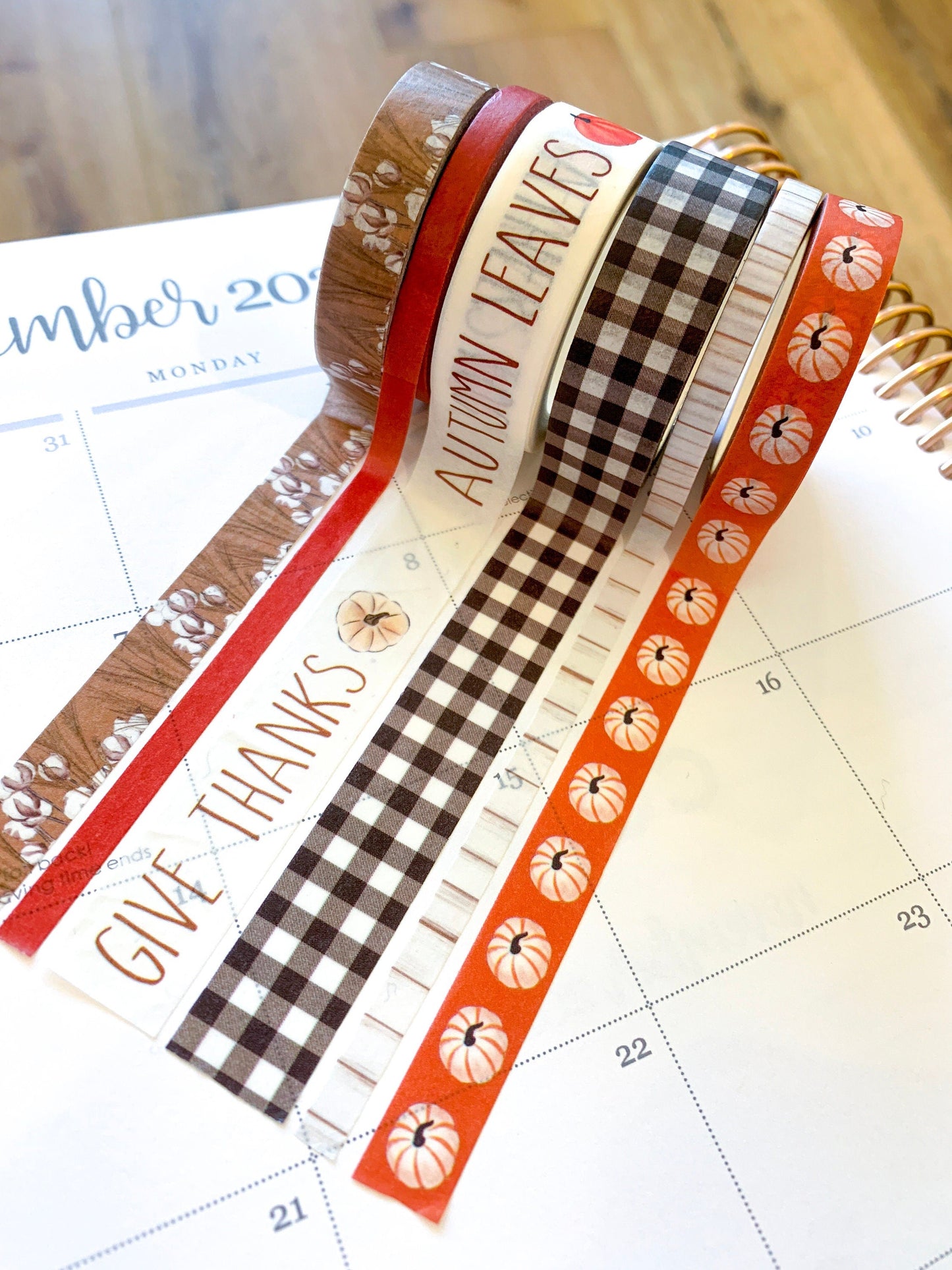 Fall Thanksgiving Buffalo Plaid Autumn Washi Tape Set (#W008)
