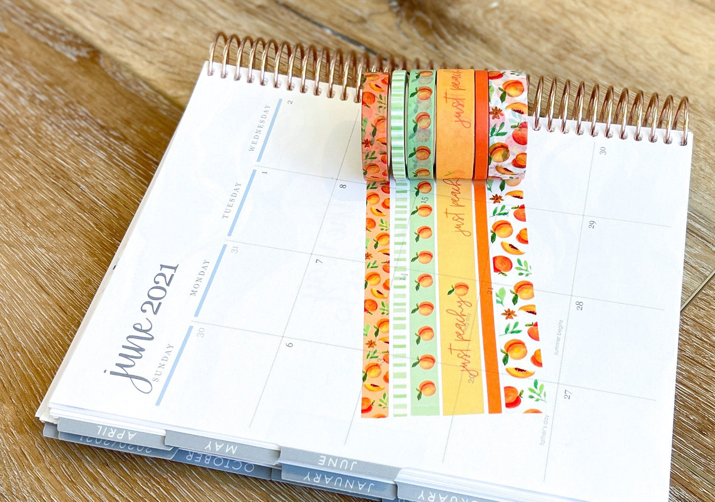 Peaches Spring & Summer Orange & Green Washi Tape Set (#W023)