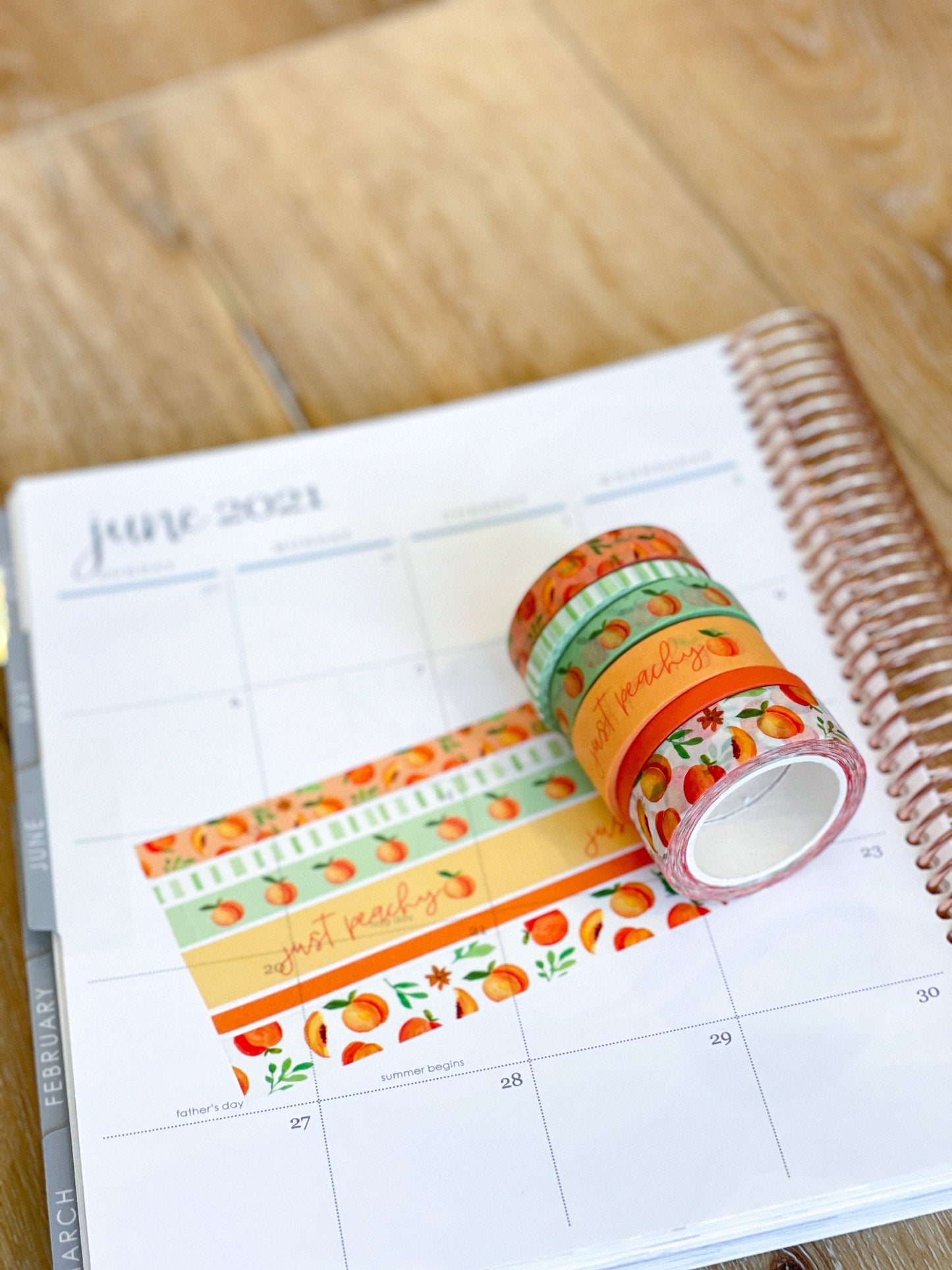 Peaches Spring & Summer Orange & Green Washi Tape Set (#W023)