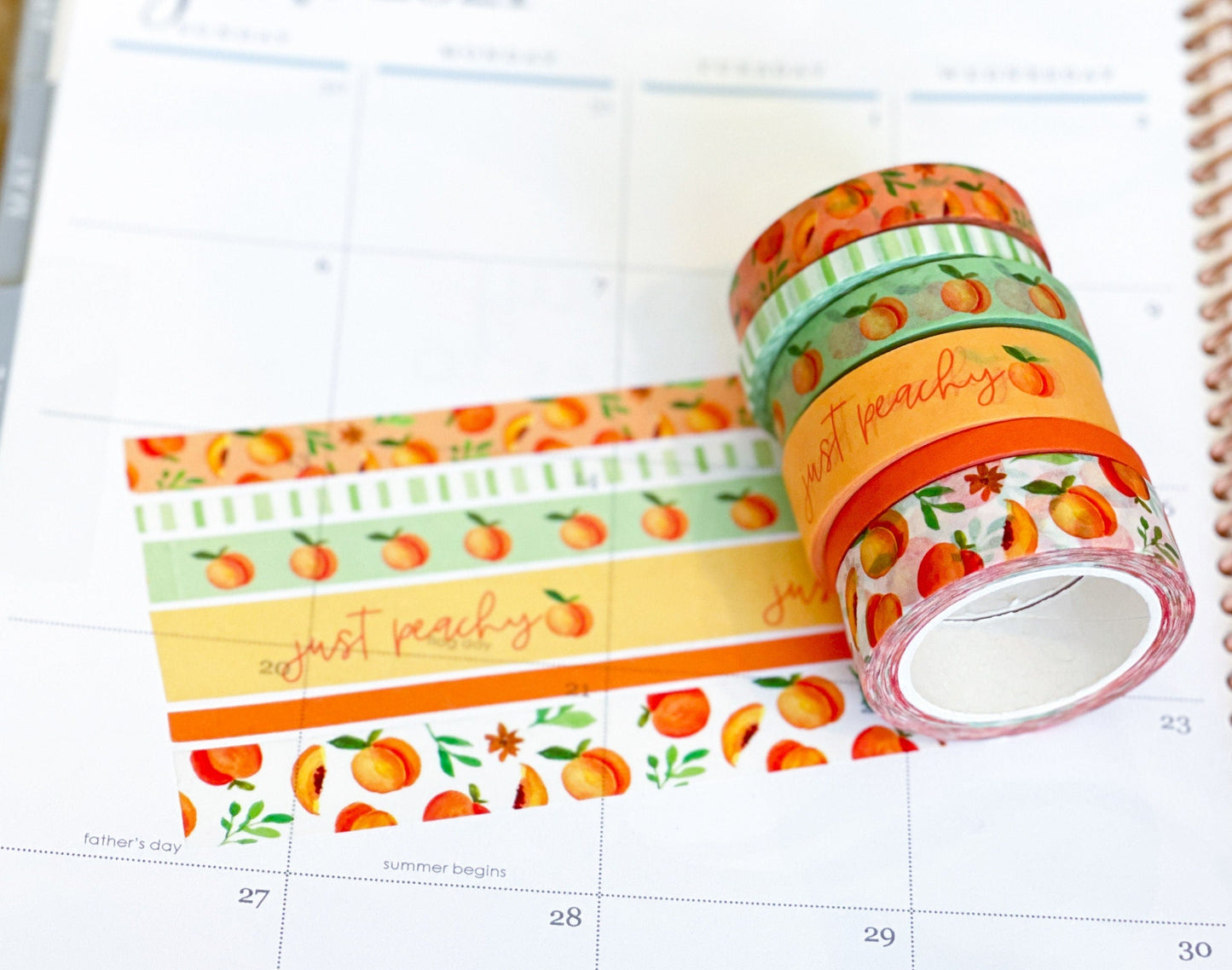 Peaches Spring & Summer Orange & Green Washi Tape Set (#W023)
