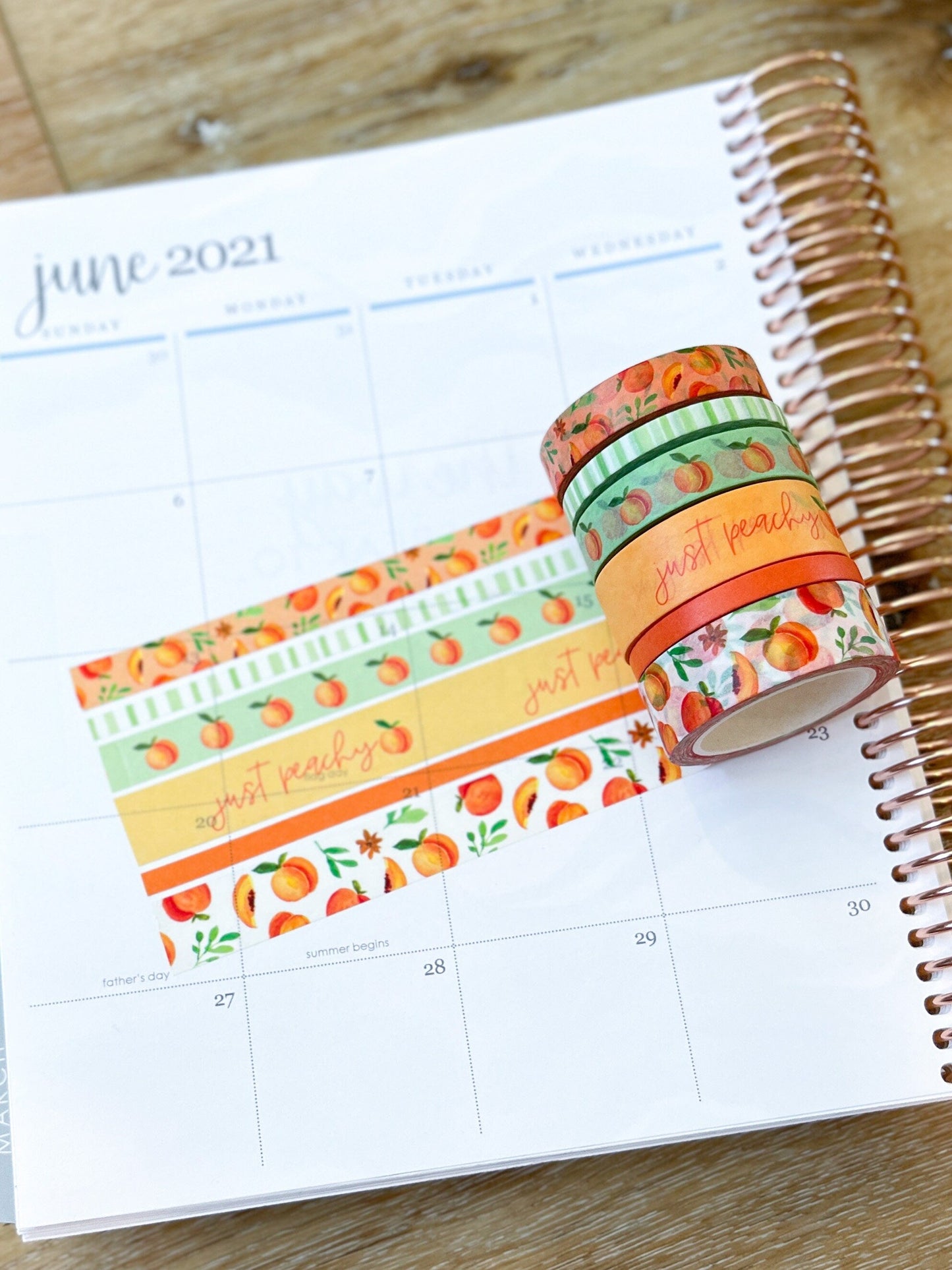Peaches Spring & Summer Orange & Green Washi Tape Set (#W023)