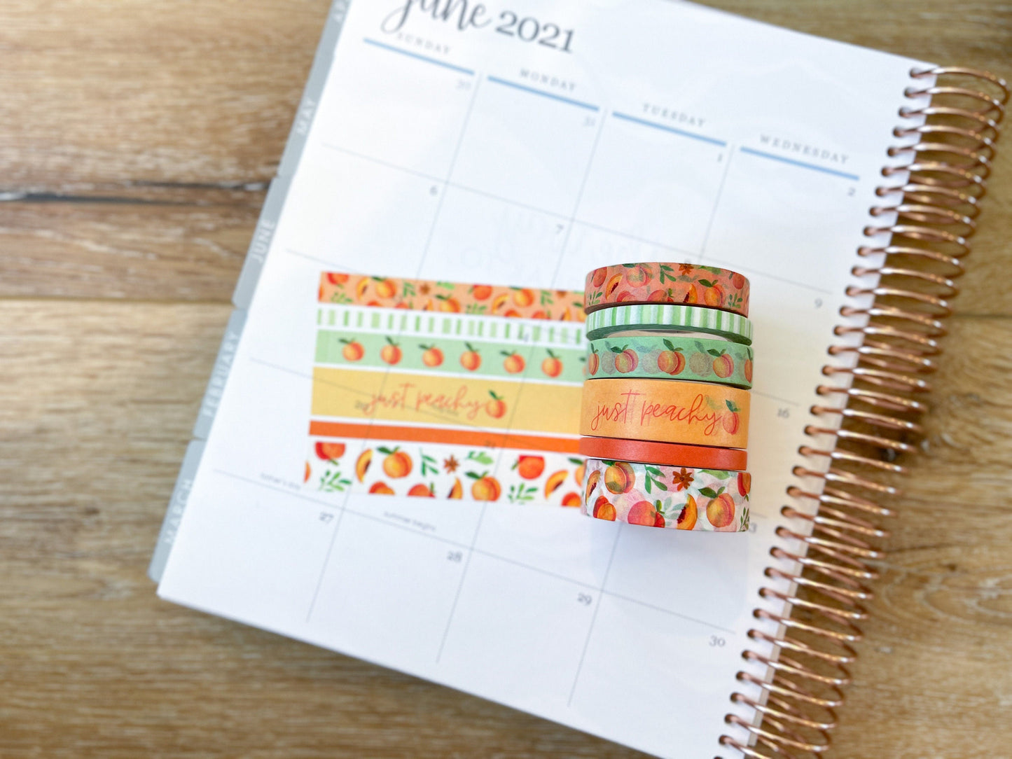 Peaches Spring & Summer Orange & Green Washi Tape Set (#W023)