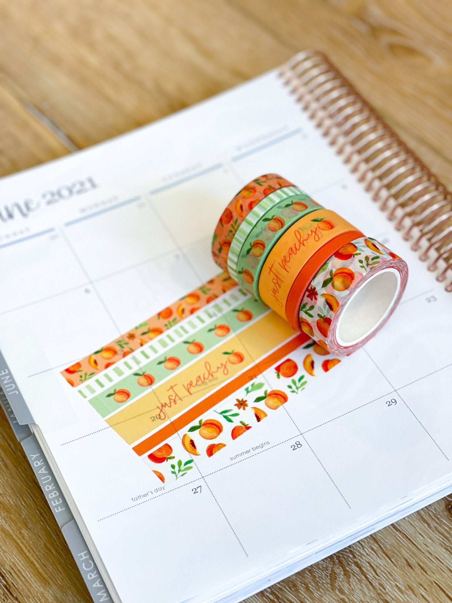 Peaches Spring & Summer Orange & Green Washi Tape Set (#W023)