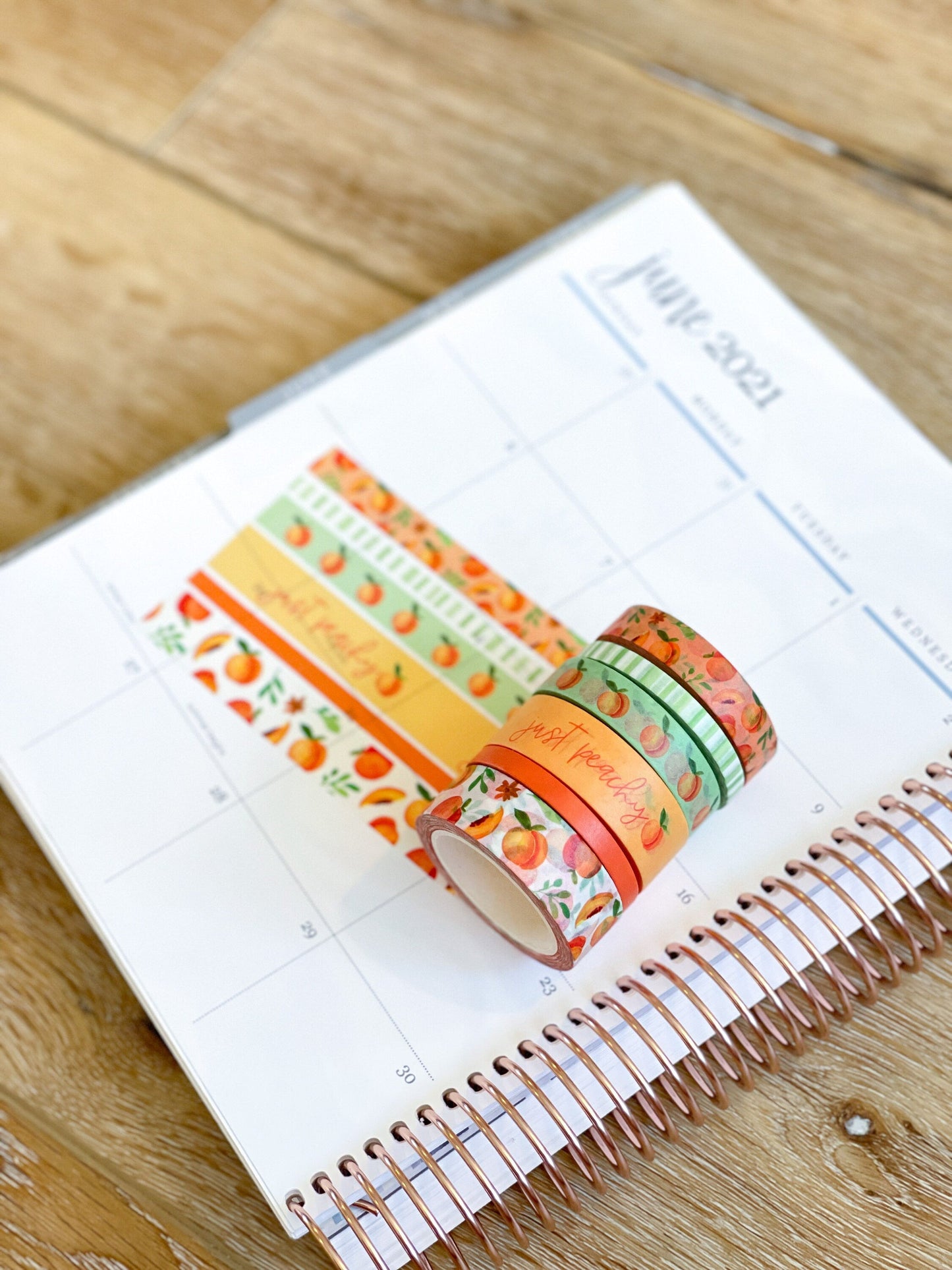 Peaches Spring & Summer Orange & Green Washi Tape Set (#W023)
