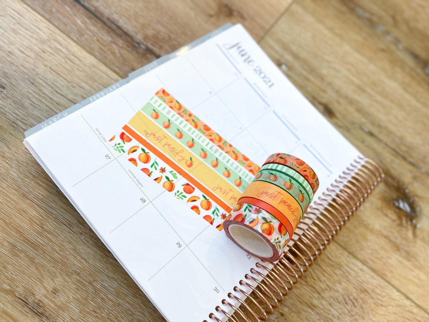 Peaches Spring & Summer Orange & Green Washi Tape Set (#W023)
