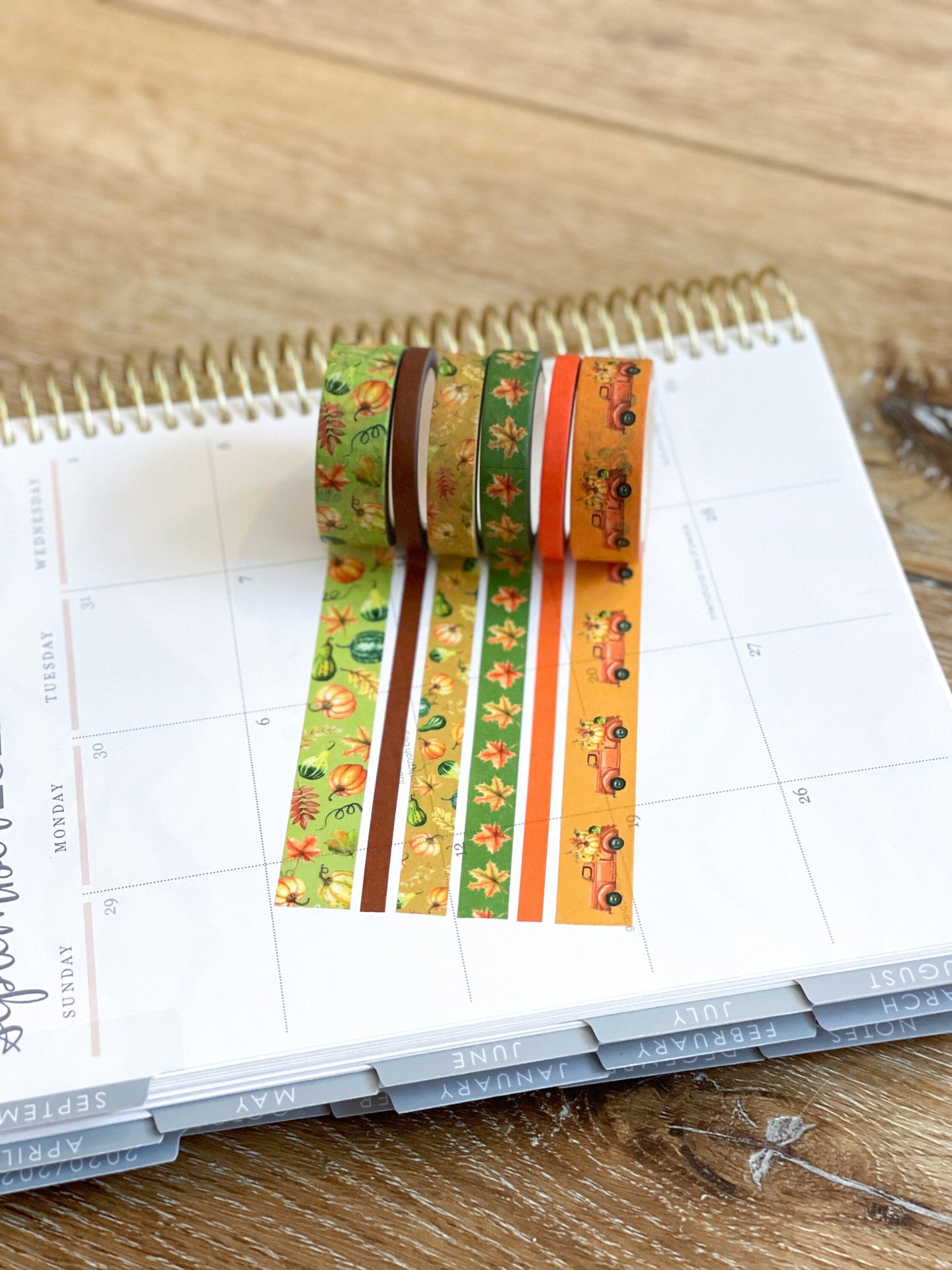 Fall Pumpkins & Leaves Orange Truck Washi Tape Set (#W031)