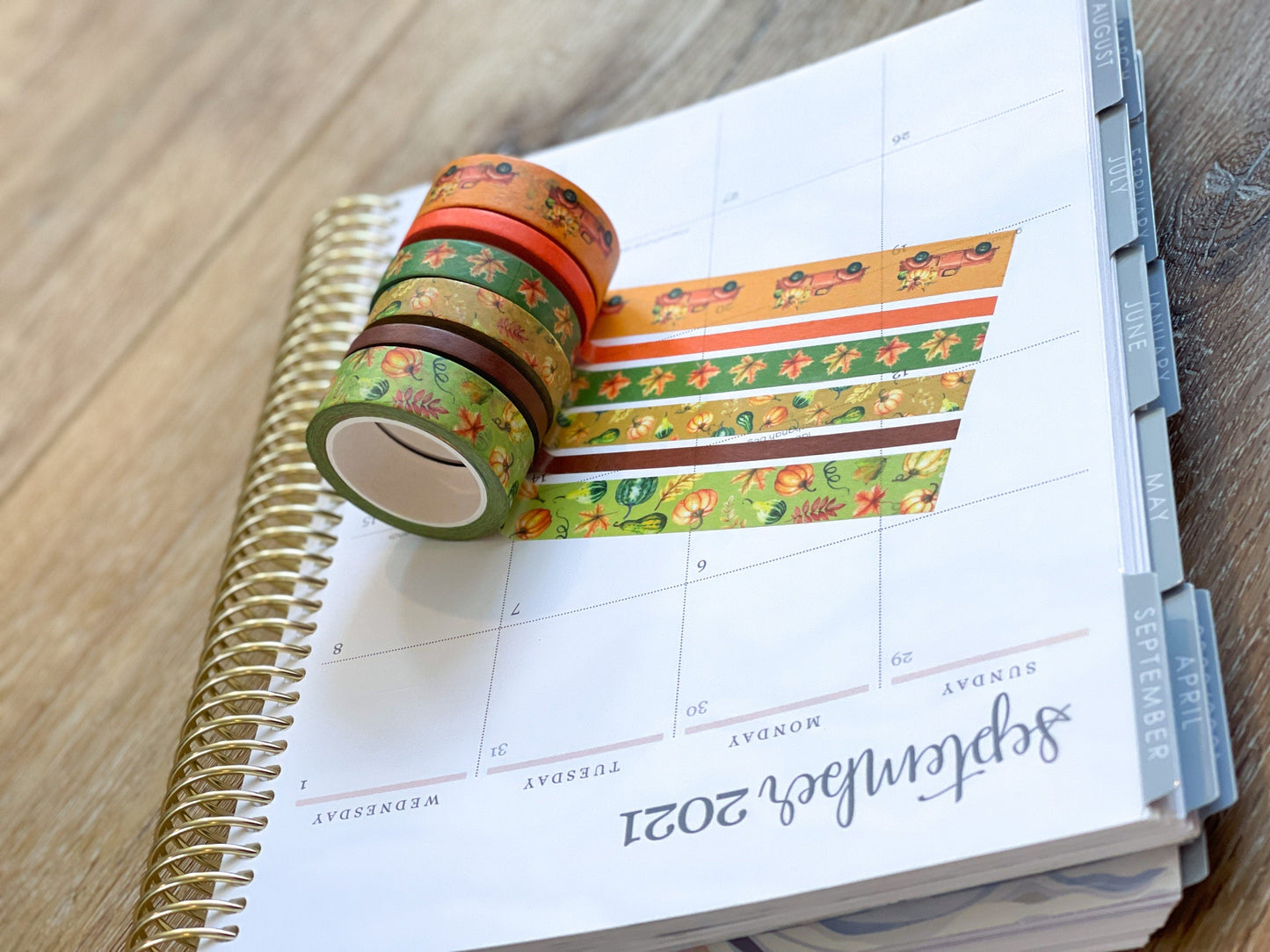 Fall Pumpkins & Leaves Orange Truck Washi Tape Set (#W031)