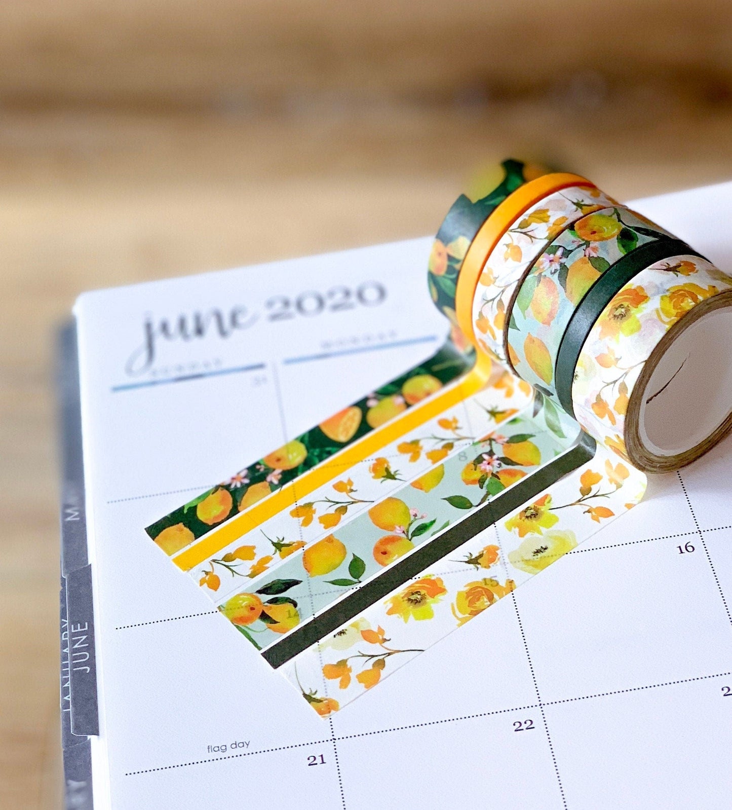 Lemons & Floral Yellow & Green Washi Tape Set (#W009)