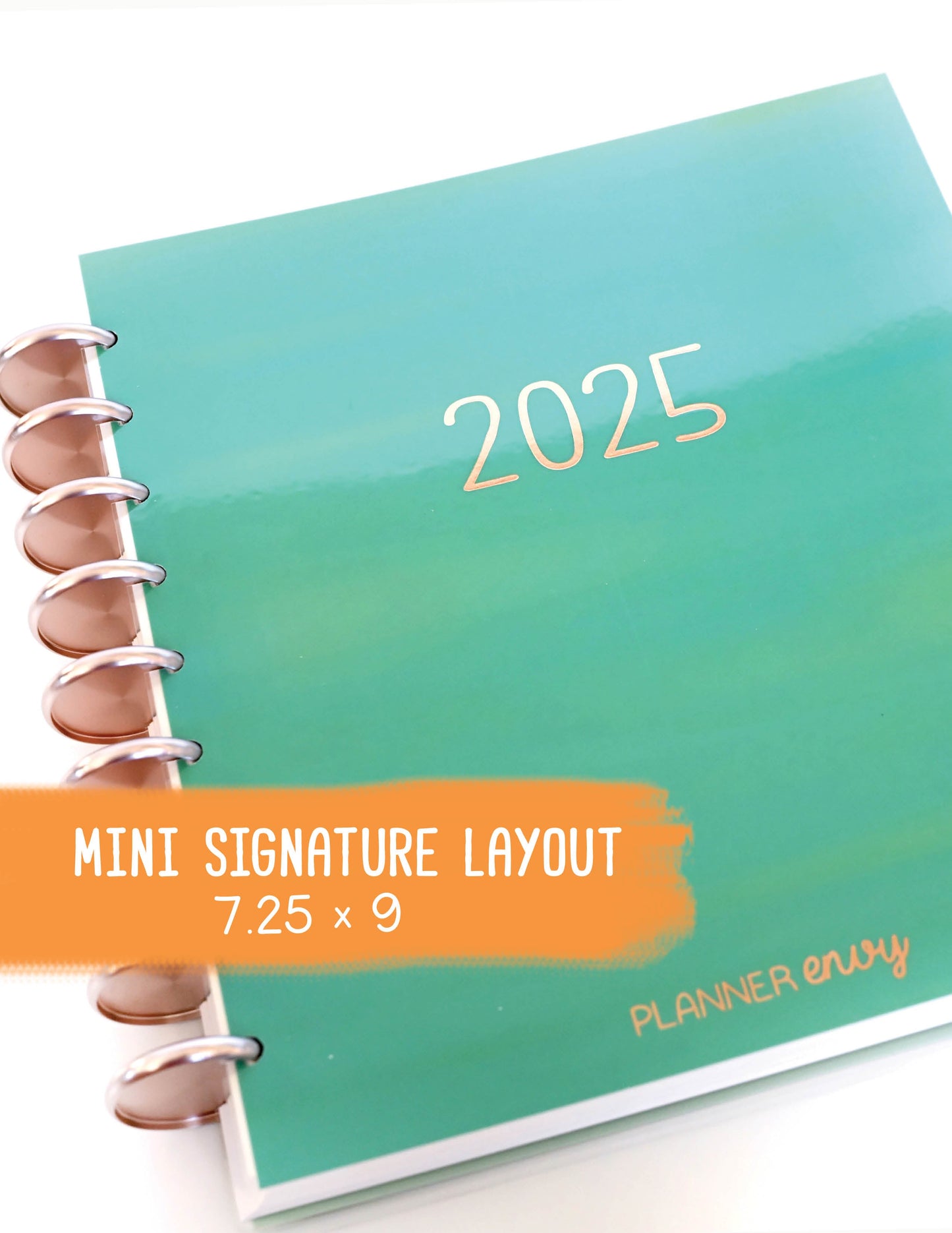 2025 Planner - Mini Signature Layout, Disc Bound - "Teal Strokes" (#1102)