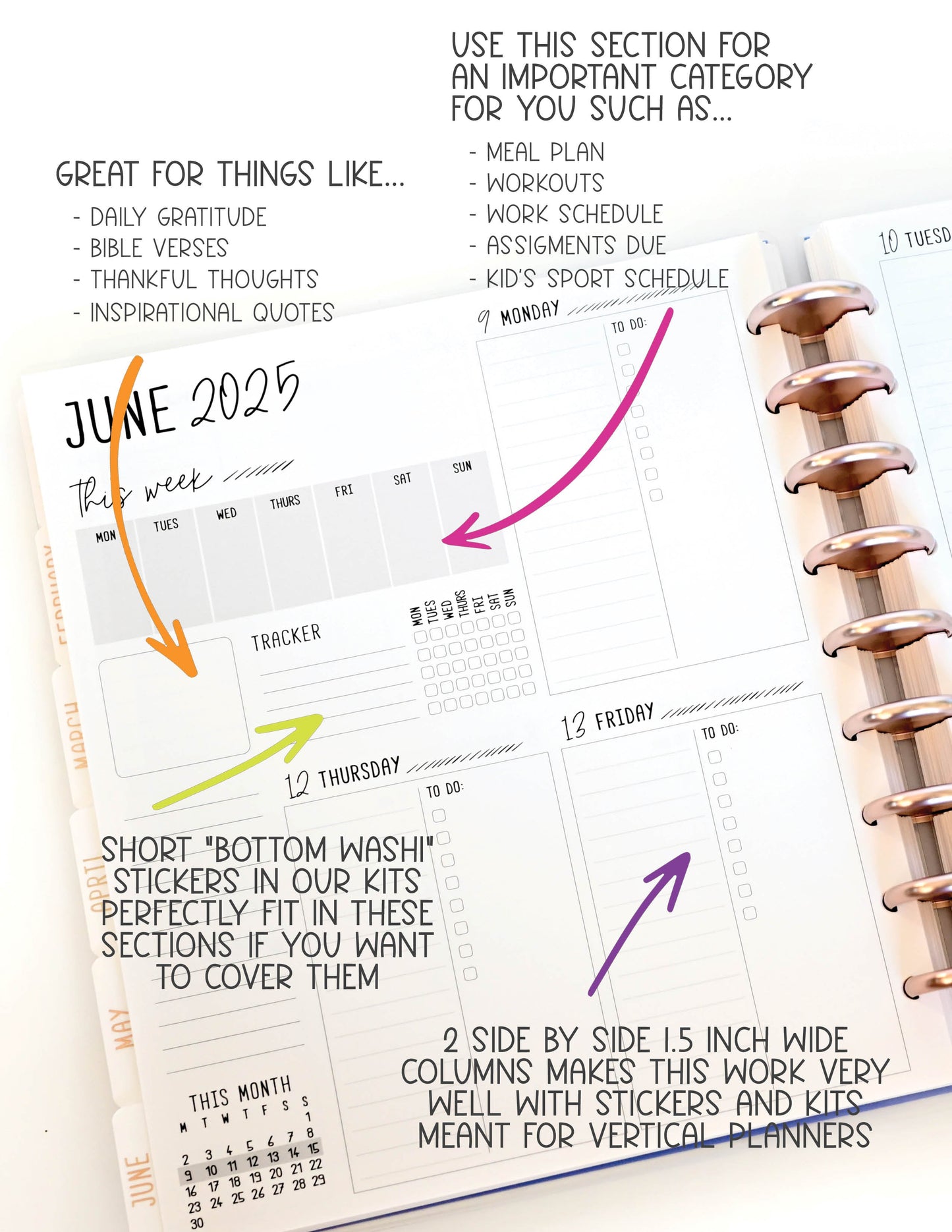 2025 Planner - Signature Layout, Disc Bound - "Rainbow Glitz" (#801)