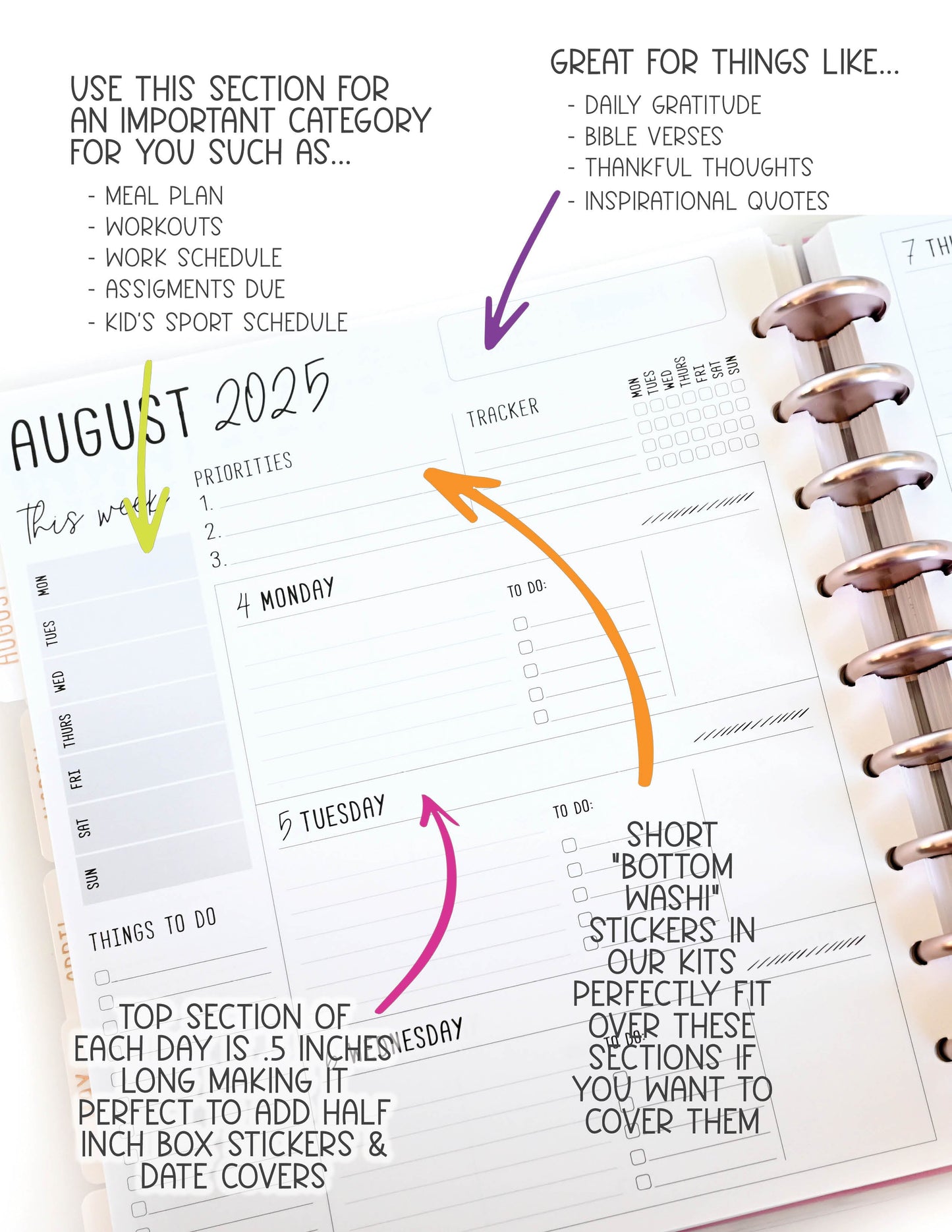 2025 Planner - Horizontal Layout, Disc Bound - "Stars & Stripes" (#710)