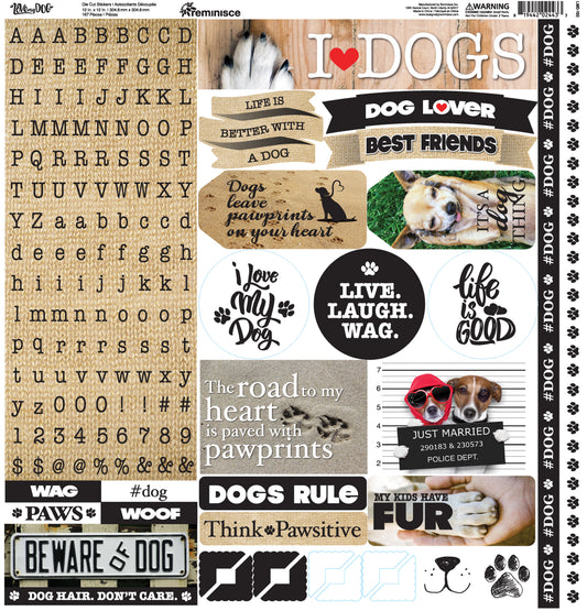 Reminisce Alpha Combo Cardstock Stickers 12"X12"-Love My Dog