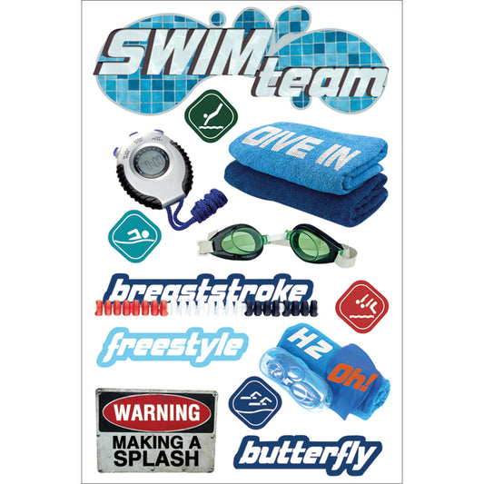 Paper House 3D Stickers 4.5"X7.5" -Swimming