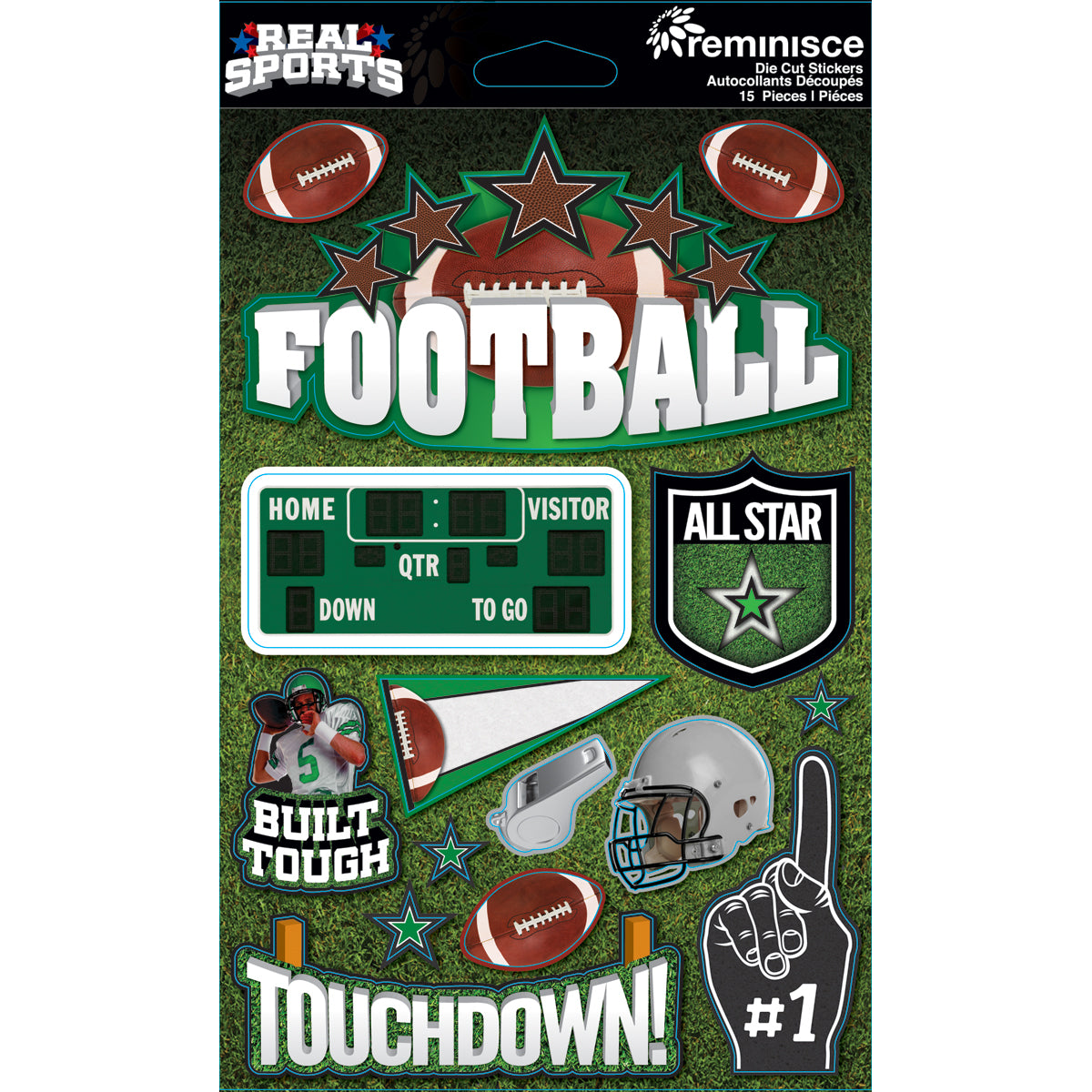 Reminisce Real Sports Cardstock Stickers 6"X4.5"