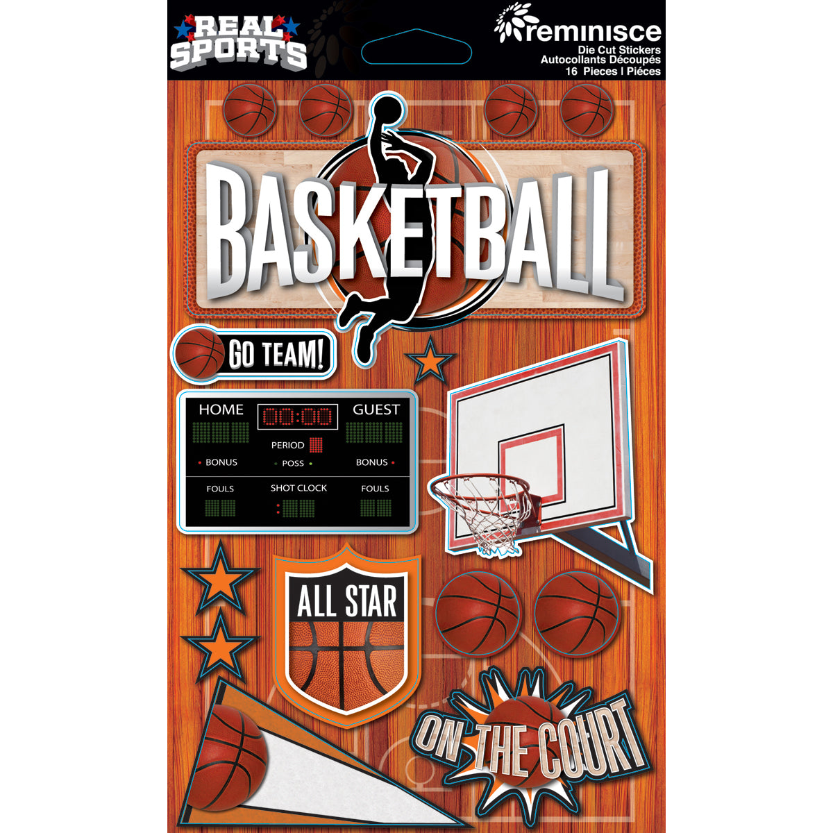 Reminisce Real Sports Cardstock Stickers 6"X4.5"