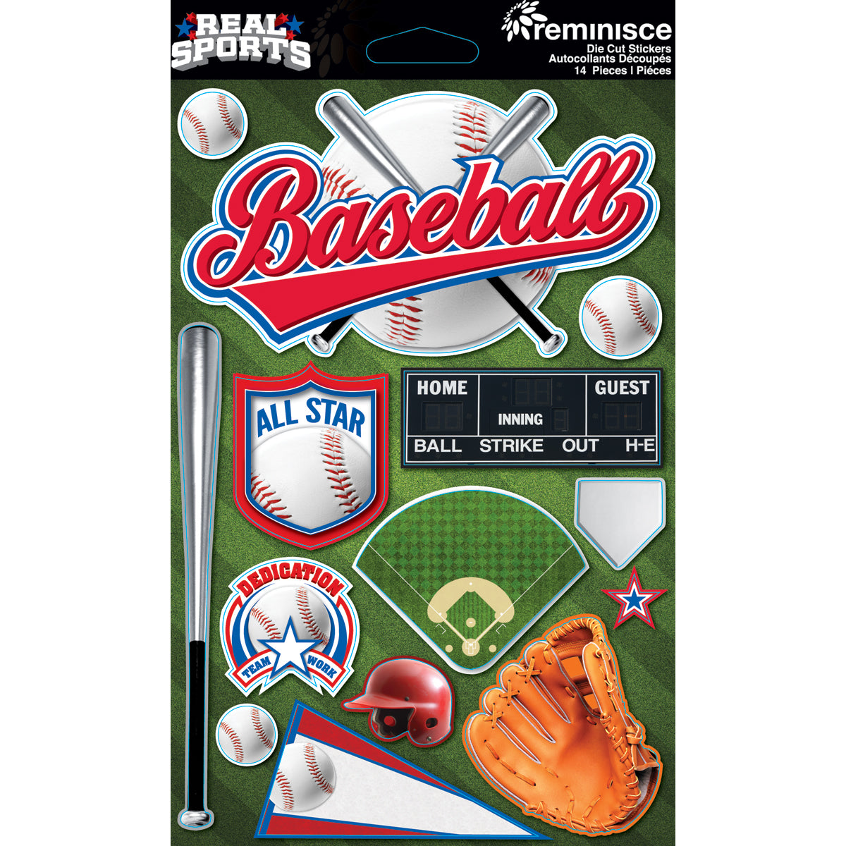 Reminisce Real Sports Cardstock Stickers 6"X4.5"