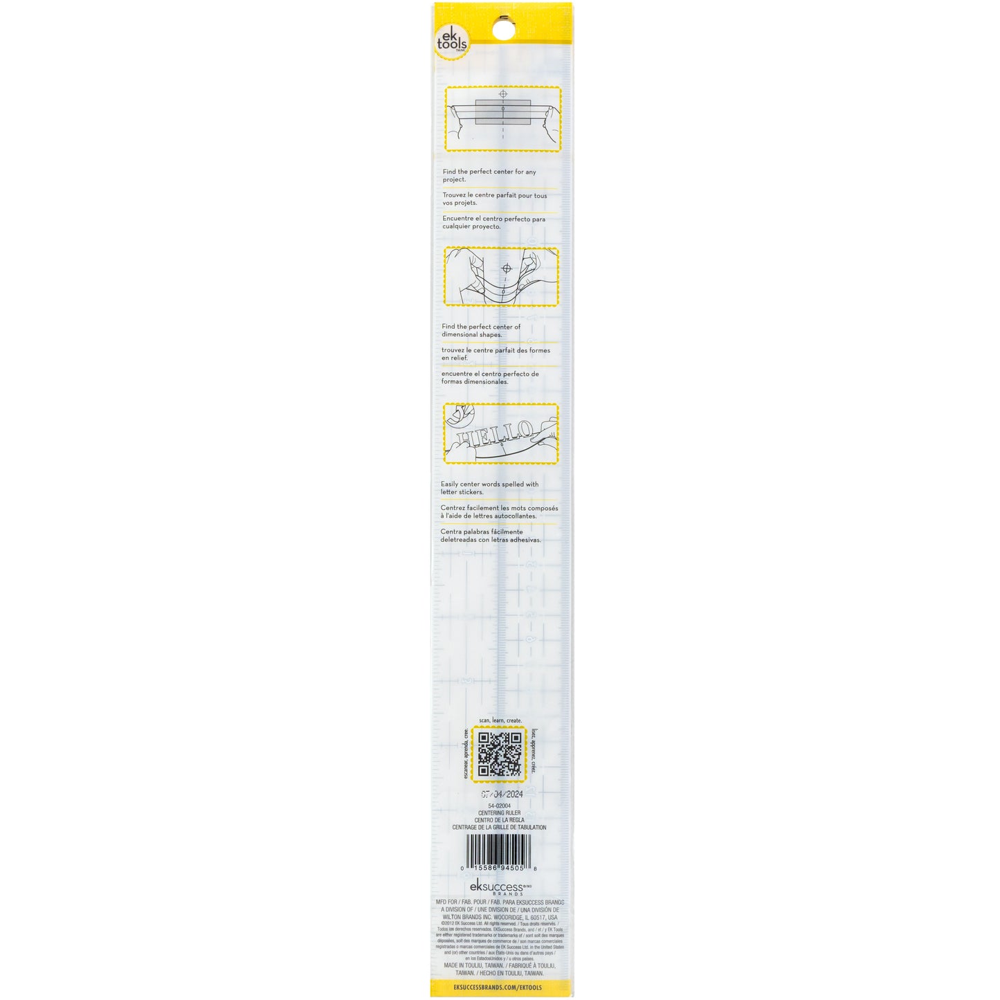 EK Tools Acrylic Pro Centering Ruler-16"