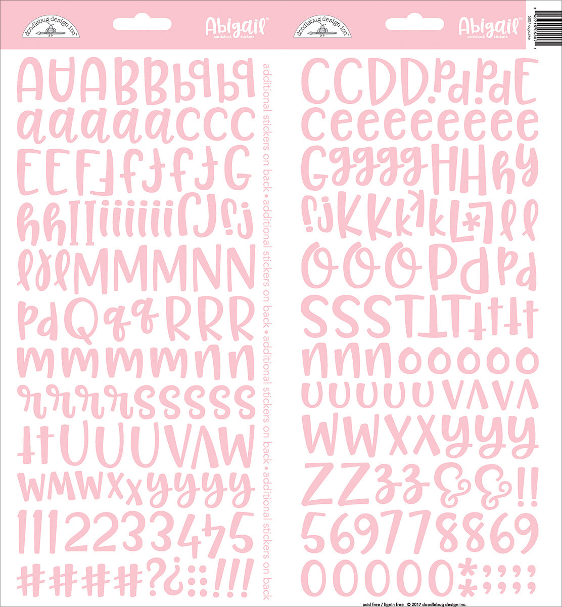 Doodlebug Abigail Font Alpha Cardstock Stickers 6"X13" 2/Pkg-Beetle Black