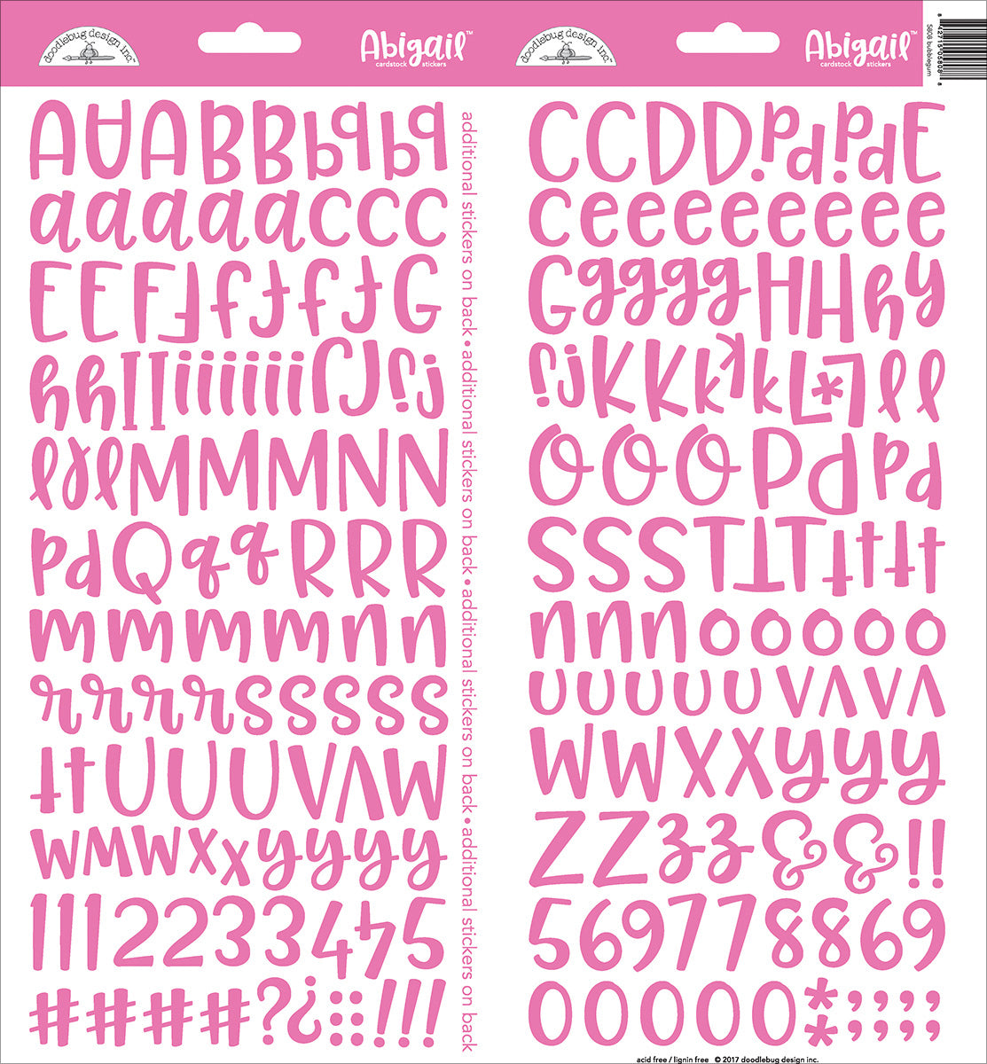 Doodlebug Abigail Font Alpha Cardstock Stickers 6"X13" 2/Pkg-Beetle Black