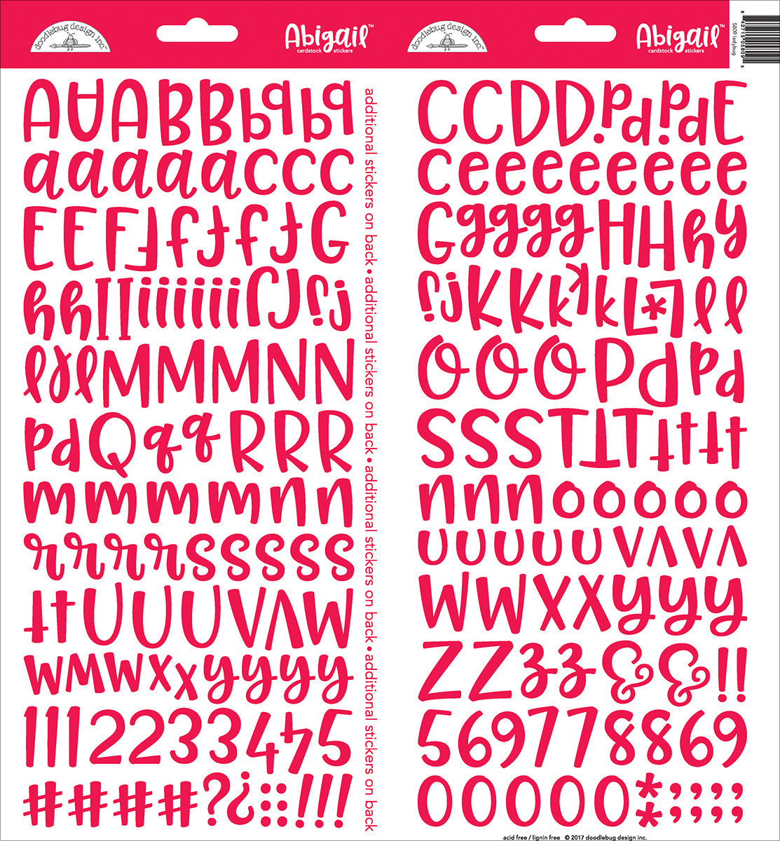 Doodlebug Abigail Font Alpha Cardstock Stickers 6"X13" 2/Pkg-Beetle Black