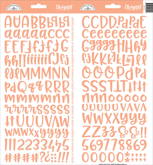 Doodlebug Abigail Font Alpha Cardstock Stickers 6"X13" 2/Pkg-Beetle Black