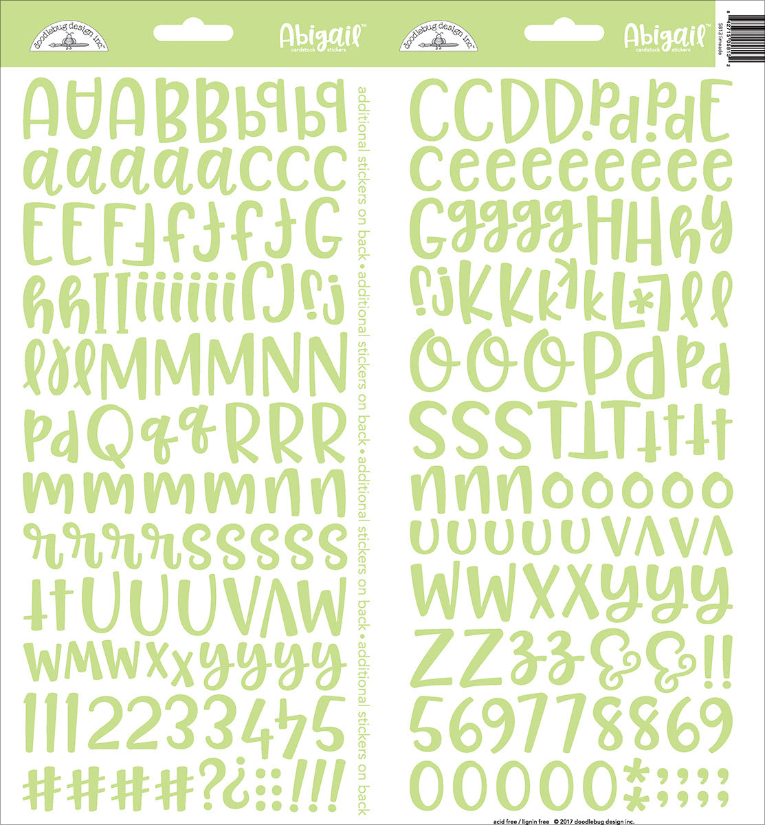 Doodlebug Abigail Font Alpha Cardstock Stickers 6"X13" 2/Pkg-Beetle Black