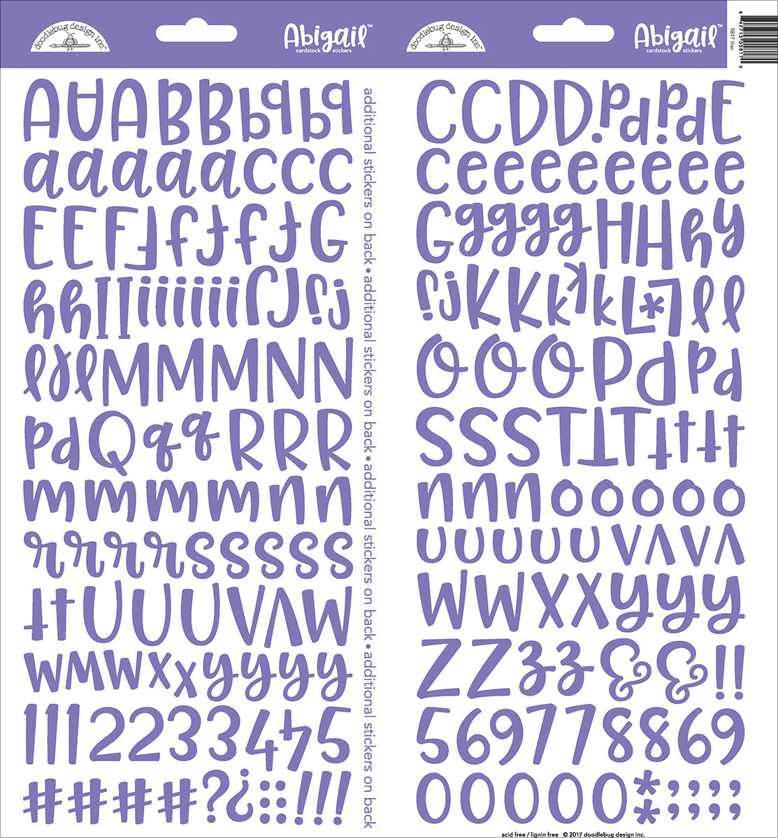 Doodlebug Abigail Font Alpha Cardstock Stickers 6"X13" 2/Pkg-Beetle Black